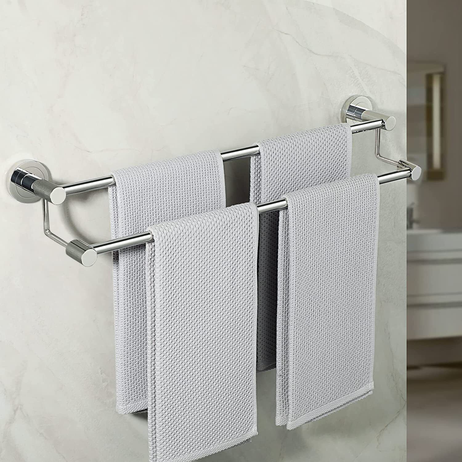 High Grade Stainless Steel Towel Rod/Towel Rack for Bathroom/Towel Bar/Hanger/Stand/Bathroom Accessories (24 Inch - Chrome Finish) 24 inch 2 Bar Towel Rod