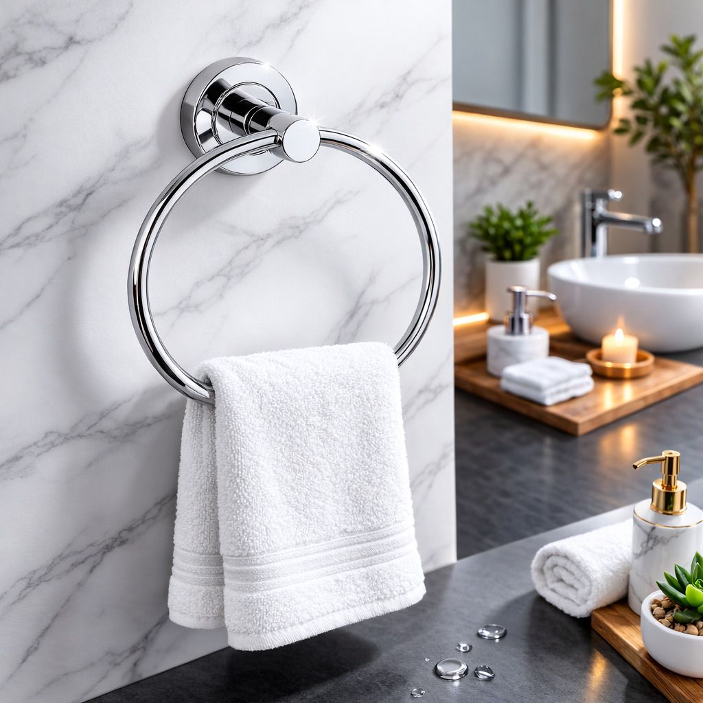 Wall Mounted Hand Towel Holder for Bathroom – Stainless Steel Napkin Holder Rack 8 inch 1 Bar Towel Rod-image-5