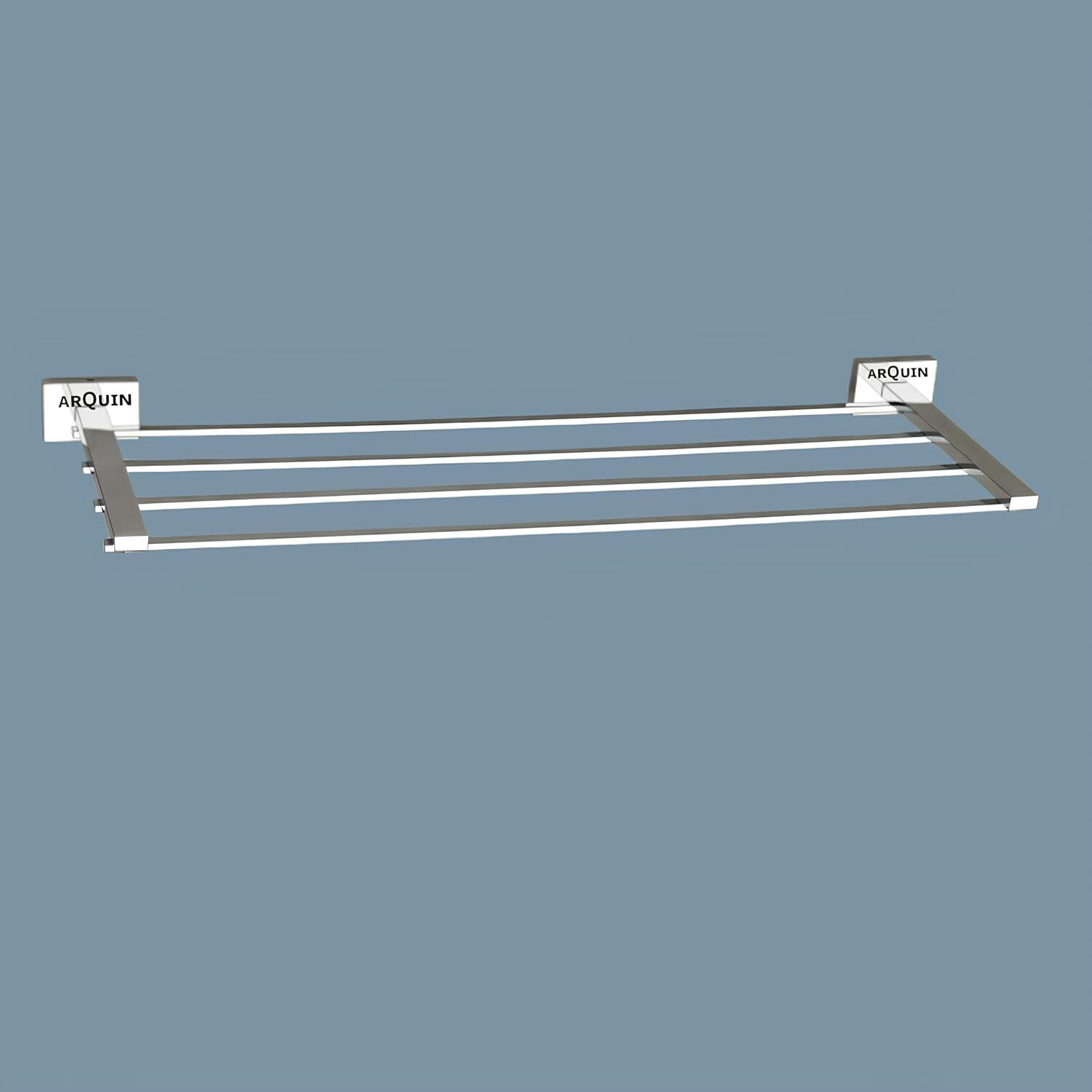 evanex Taurus Chrome Wall Mounted Towel Rack | Space Saving Towel Holder | 24 inch 4 Bar Towel Rod-picture-44