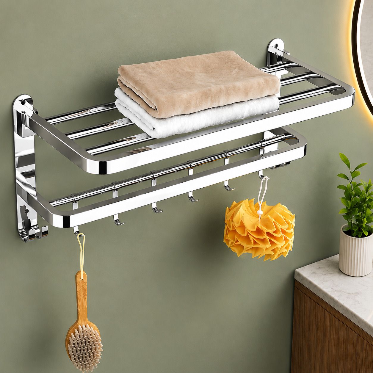 forsquare hardware products Heavy Duty Bathroom Utility Storage Rack with Towel Bar 60 inch 2 Bar Towel Rod-picture-46
