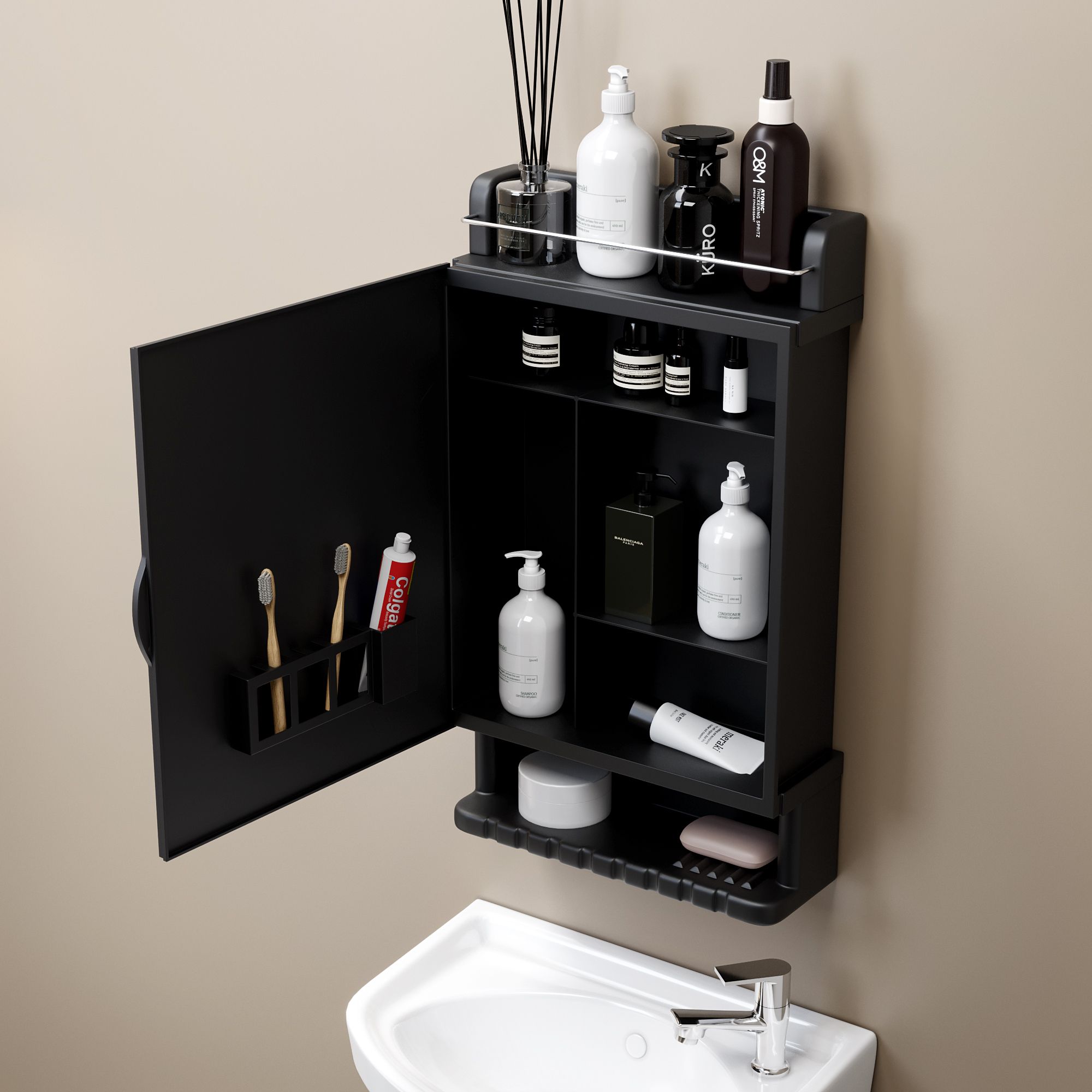 Heavy-Duty Bathroom Cabinet with Mirror | Multipurpose Bathroom Accessories 22 inch 1 Bar Towel Rod