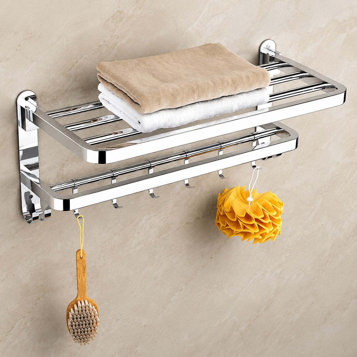 forsquare hardware products Stainless Steel Towel Holder Rack for Bathroom Storage Use 60 inch 2 Bar Towel Rod-picture-47