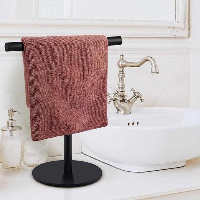 galaxy fashion point Premium Black T-Shape Towel Holder Stand Kitchen and Bathroom 12 inch 1 Bar Towel Rod-picture-19
