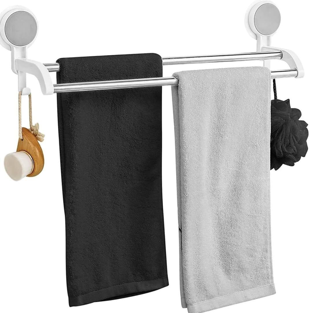 shukan enterprise Double Pole Towel Rack Stainless Steel 20 inch 2 Bar Towel Rod-picture-43