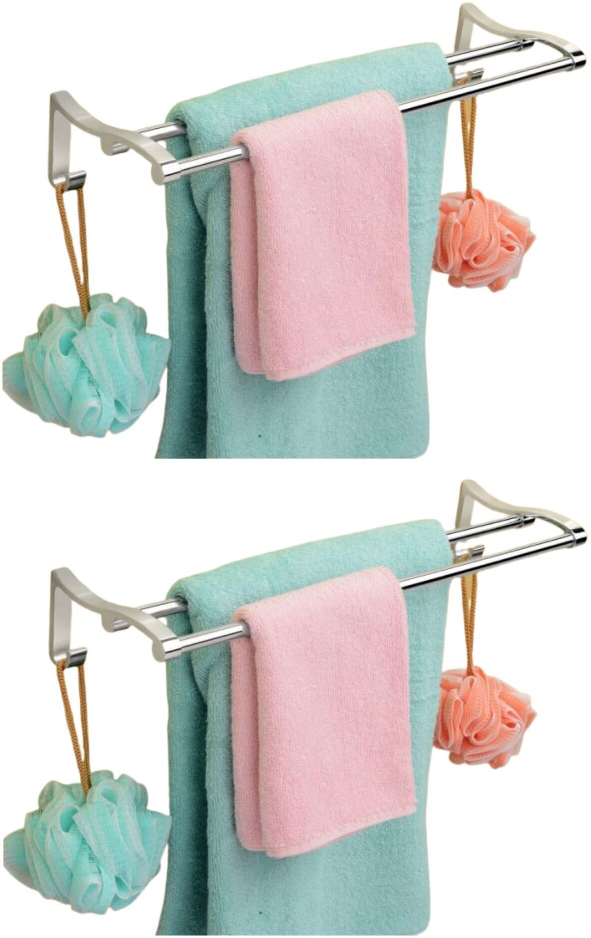 Wall Mount Towel Rod/Towel Bar Rail/Towel Stand Bathroom Accessories & Fittings 24 inch 2 Bar Towel Rod-image-9