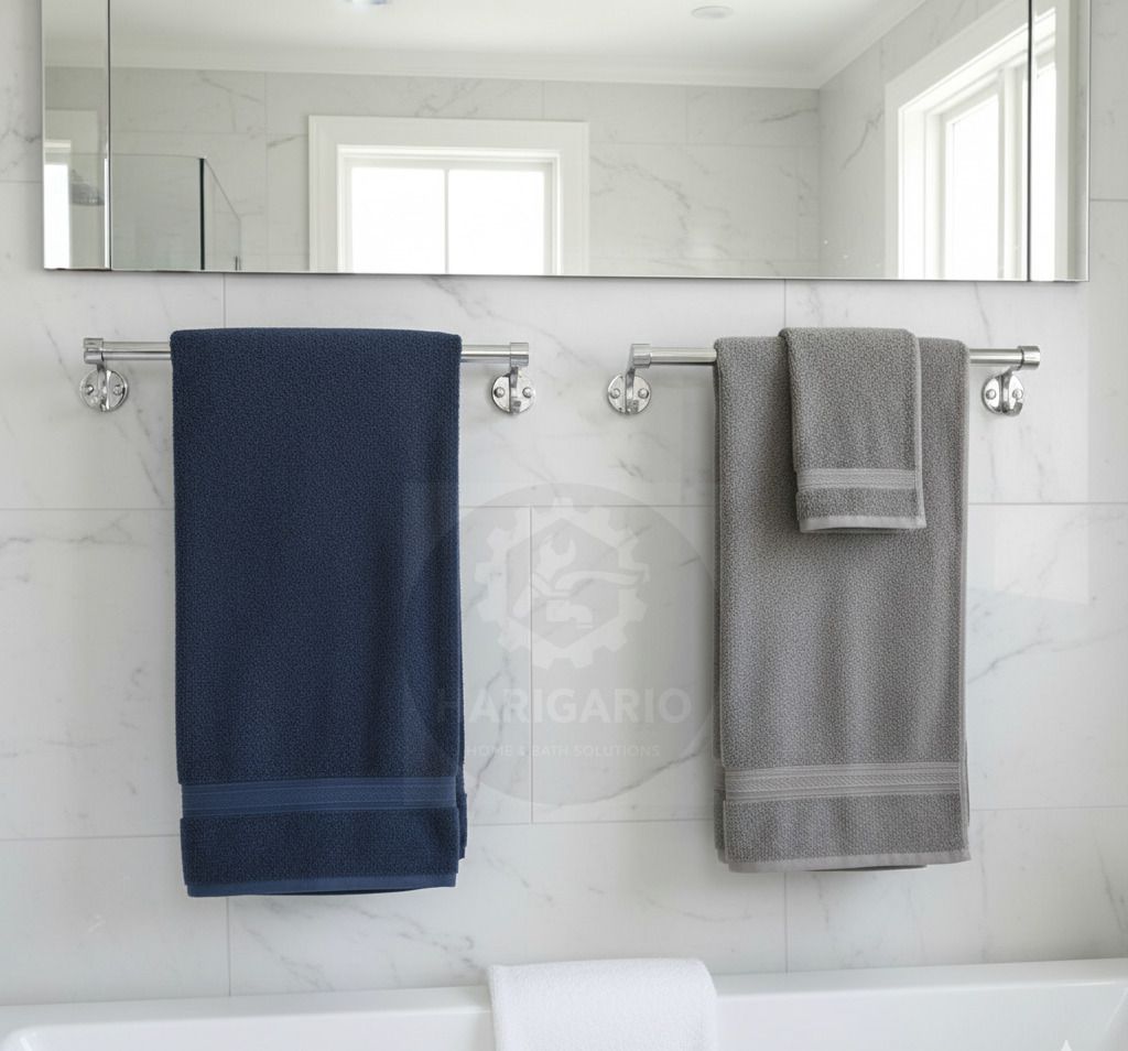 harigario Double Towel Rod with Hooks 24 inch 2 Bar Towel Rod-picture-11