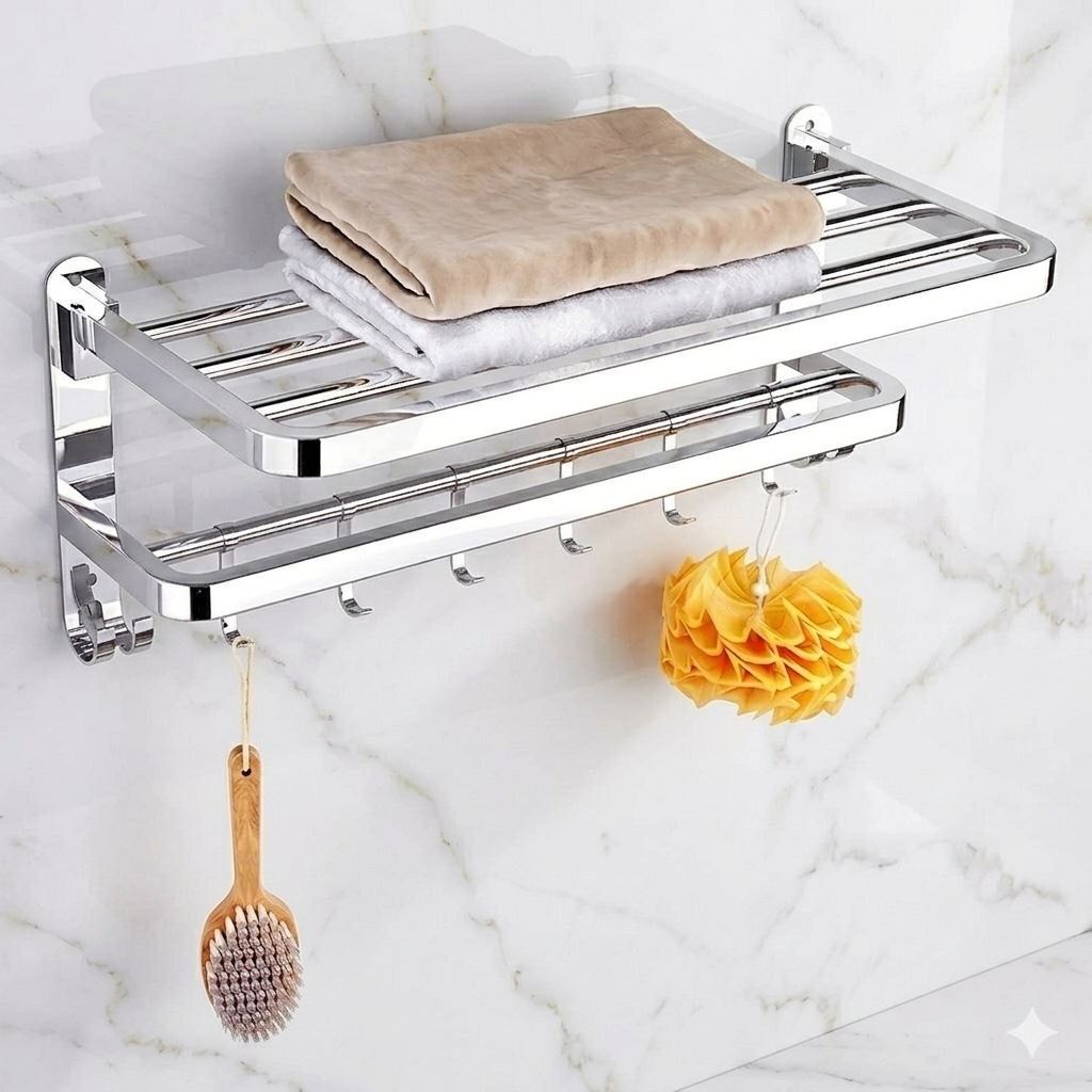 forsquare hardware products Premium Chrome Finish Towel Rack for Bathroom Wall Mount 60 inch 2 Bar Towel Rod-picture-15