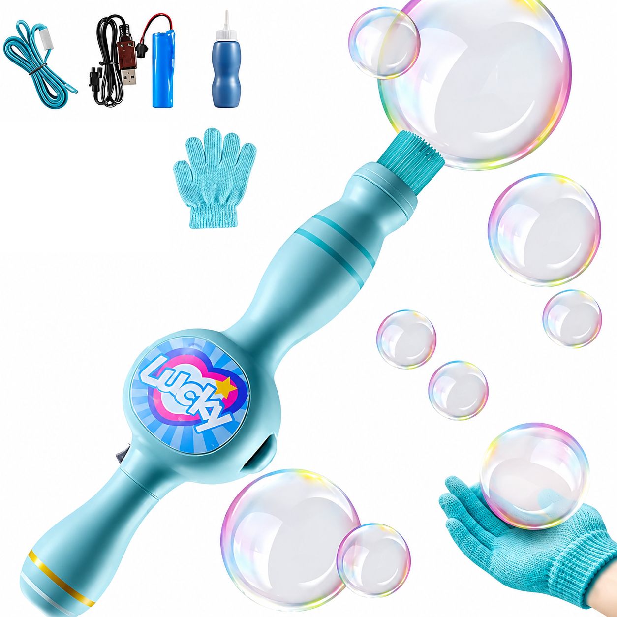 Bubble Wand with Magic Smoke Effect LED Lights Outdoor Kids Gift Toy Toy Bubble Maker-image-40