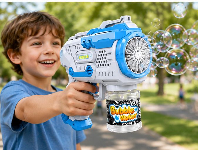 joyloot Electric Bubble Gun for Kids | 15 Hole Automatic Bubble Maker Toy, Blue Toy Bubble Maker-picture-32