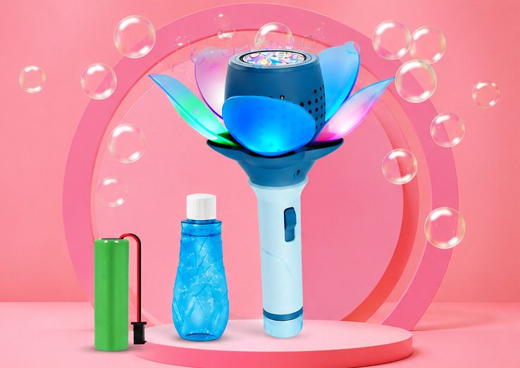 Flower Bubble Wand Machine with Light Up LED Toy for Kids Outdoor Fun Toy Bubble Maker-image-35