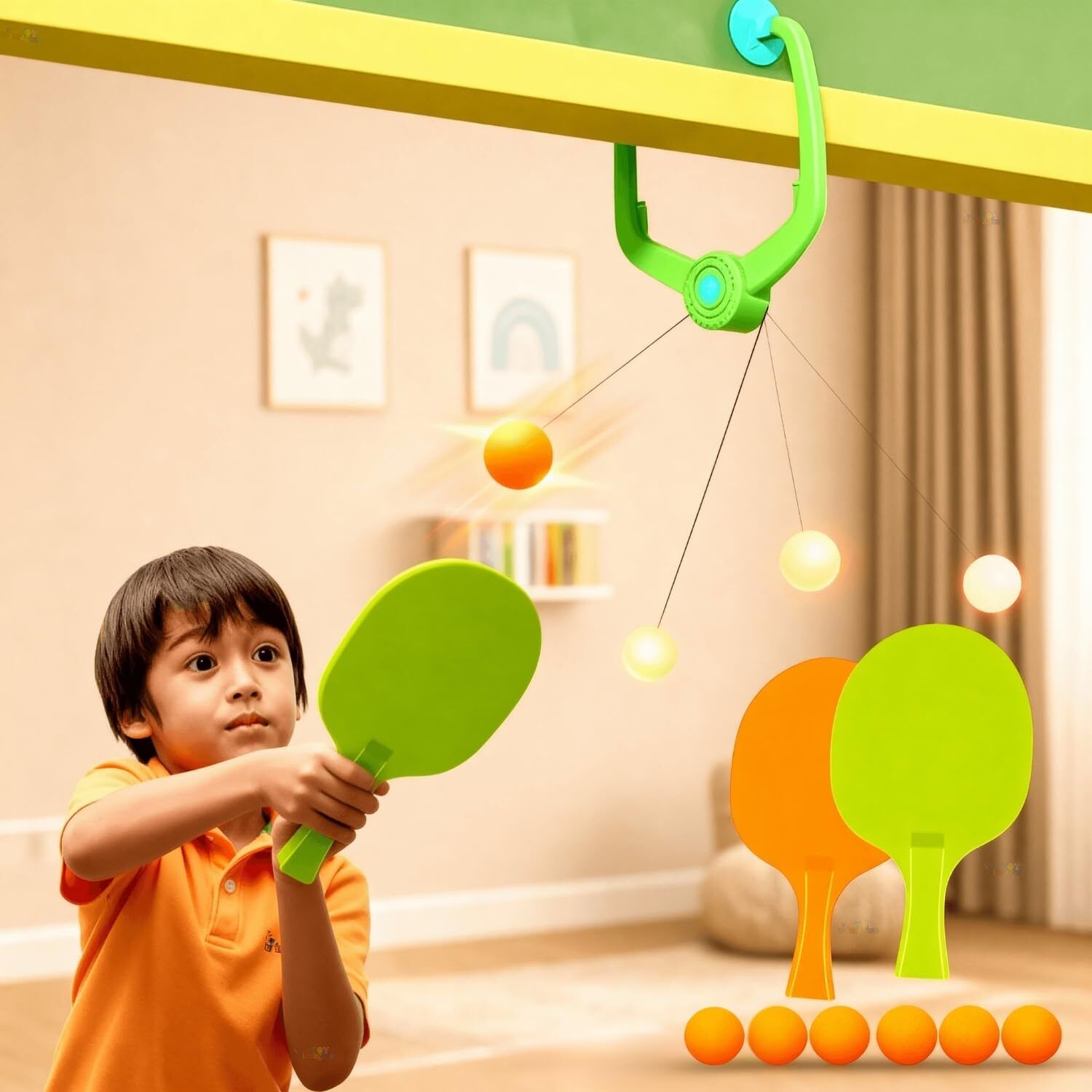 Ping Pong Game Set with 2 Rackets and 5 Balls Stationary Indoor Table Tennis Table-image-16