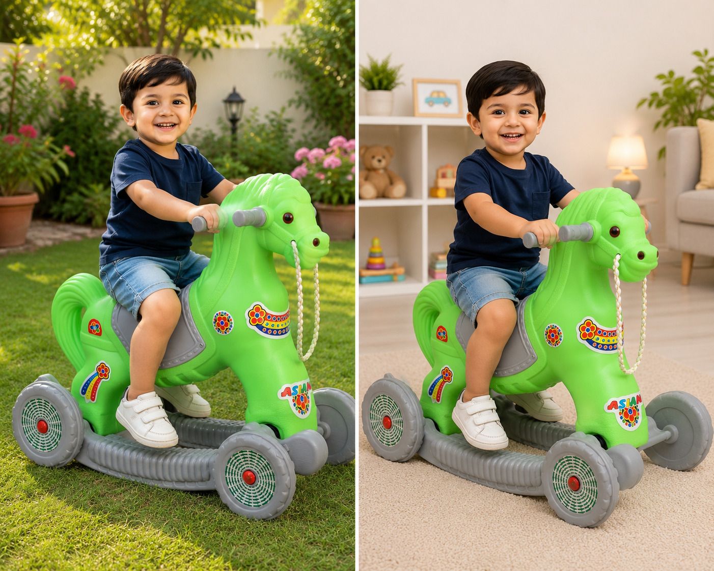 Toddler Tricycle with Push Handle | Smooth Ride Kids Cycle for Boys & Girls Baby Rocking Horse Ride On Toy with Wheels| Indoor & Outdoor Toy Kids Tricycle-image-37