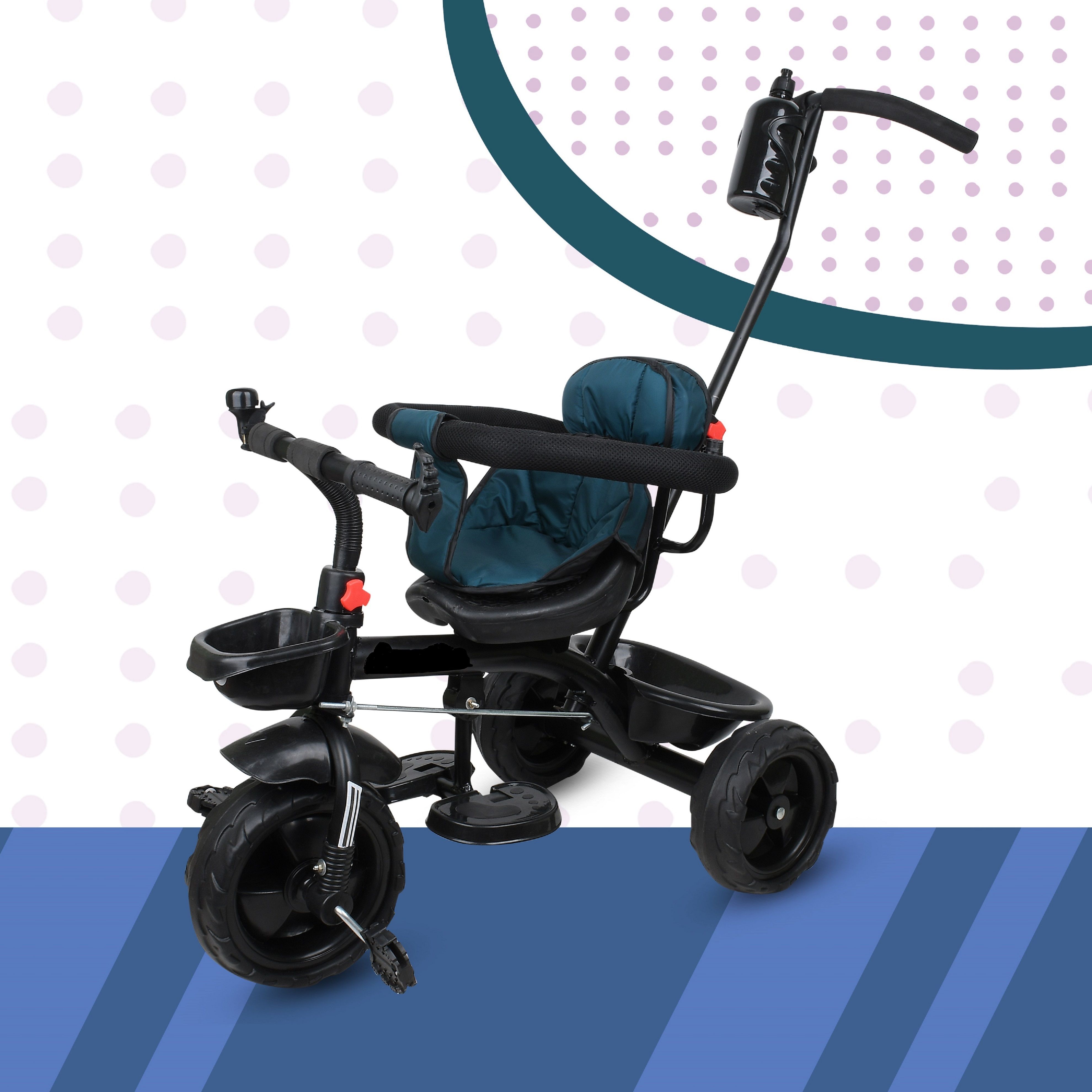 best trike 1-4 year Kids Tricycle with Parental Push Handle With Side Spot for Kids Tricycle-image-10