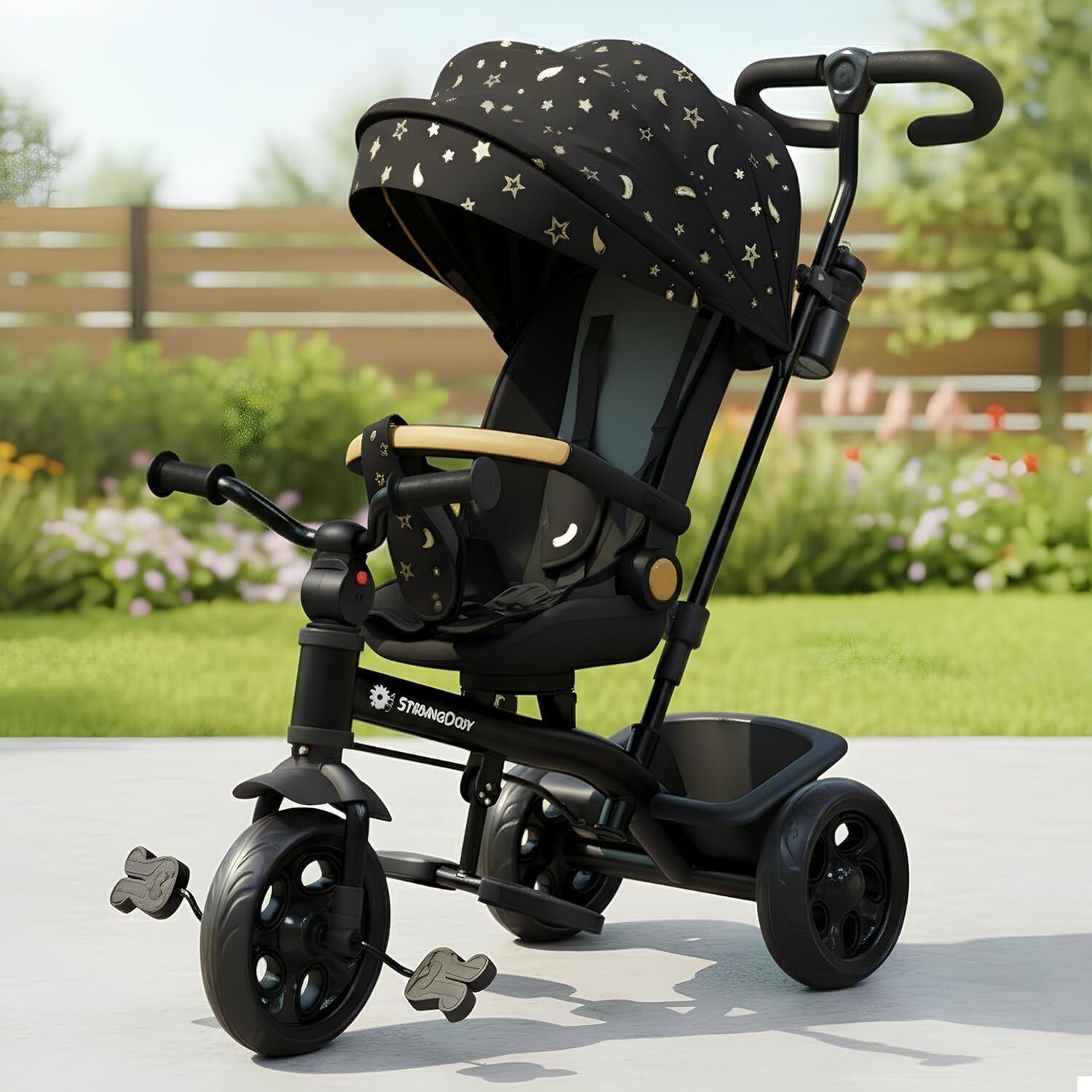 Kids Tricycle Ride on with bell , Storage Basket & 360° Rotating Handlebar Tricycle-image-33