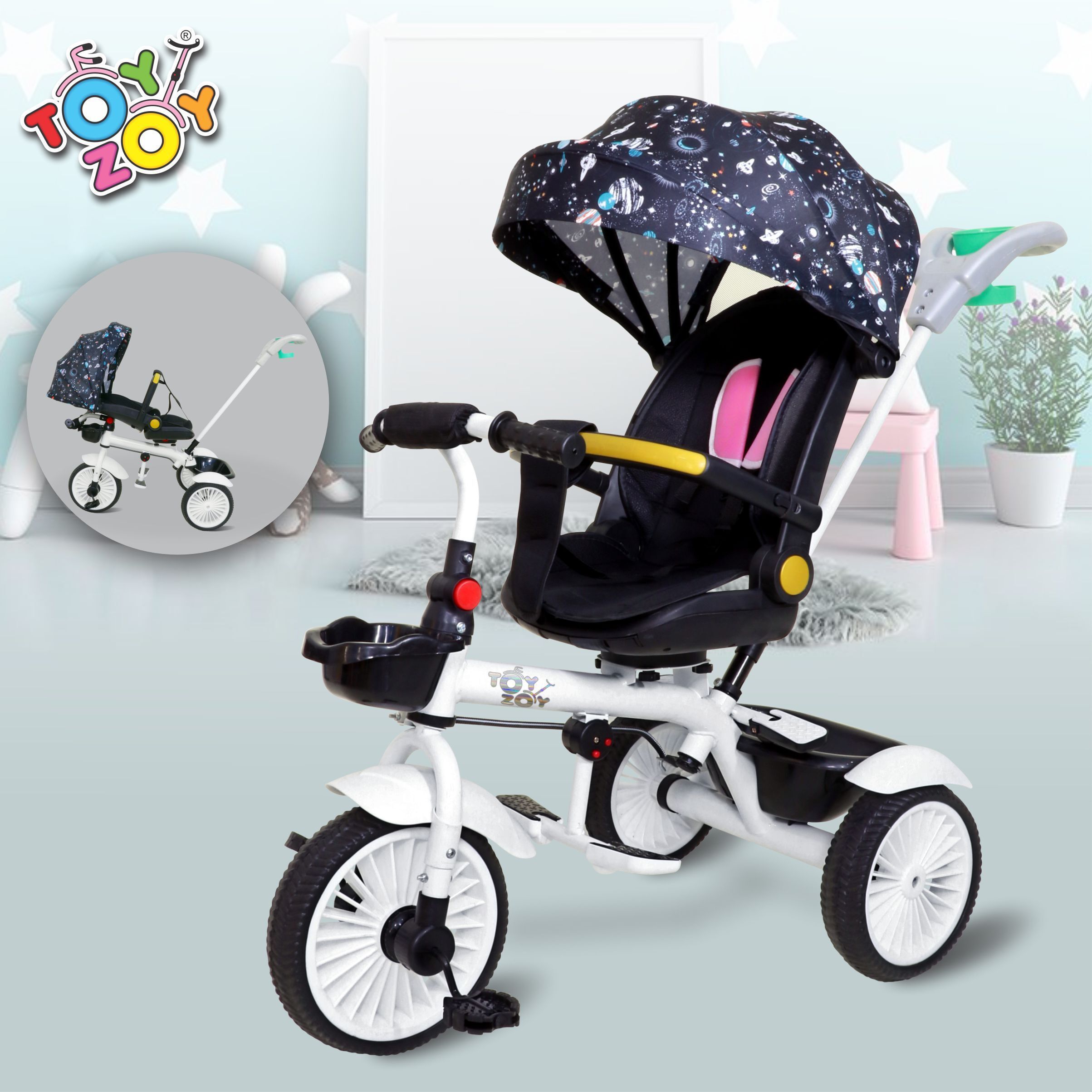 Toyzoy Galaxy Glider Tricycle | Kids Tricycle | Tricycle + Stroller | 4 in 1 | TZ_5003 Tricycle-picture-11