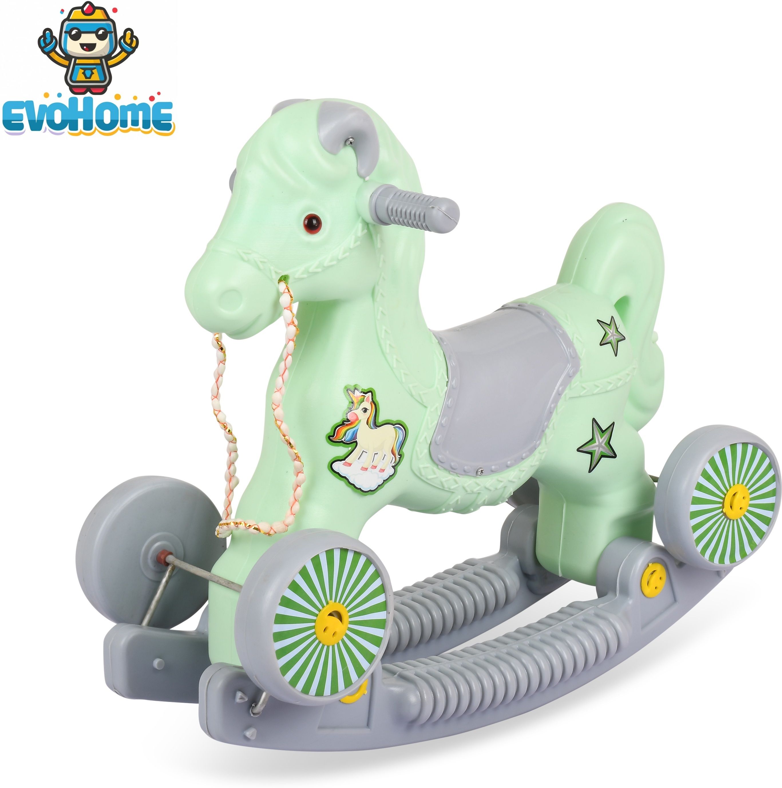 evohome 2in1 Horse Rideon Rocker with Music for 1-3 Year Kids, Toddlers Horse 2 in 1 Rider Tricycle-picture-14