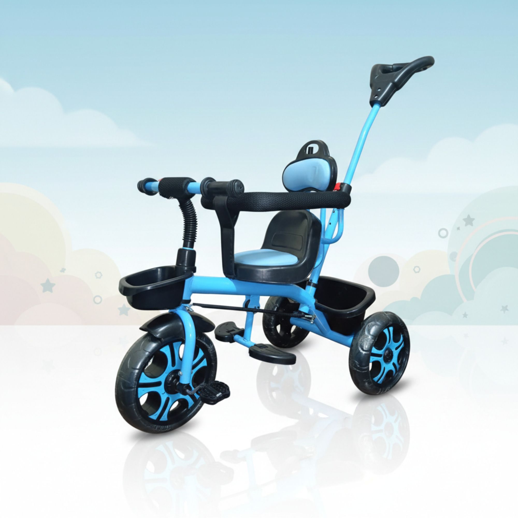duggi muggi TRICYCLE PUSH HANDLE,STAROGE BASKET SAFE BABY TRICYCLE FUN HORNN BABY BOYS,BABY GIRLS Tricycle-picture-3