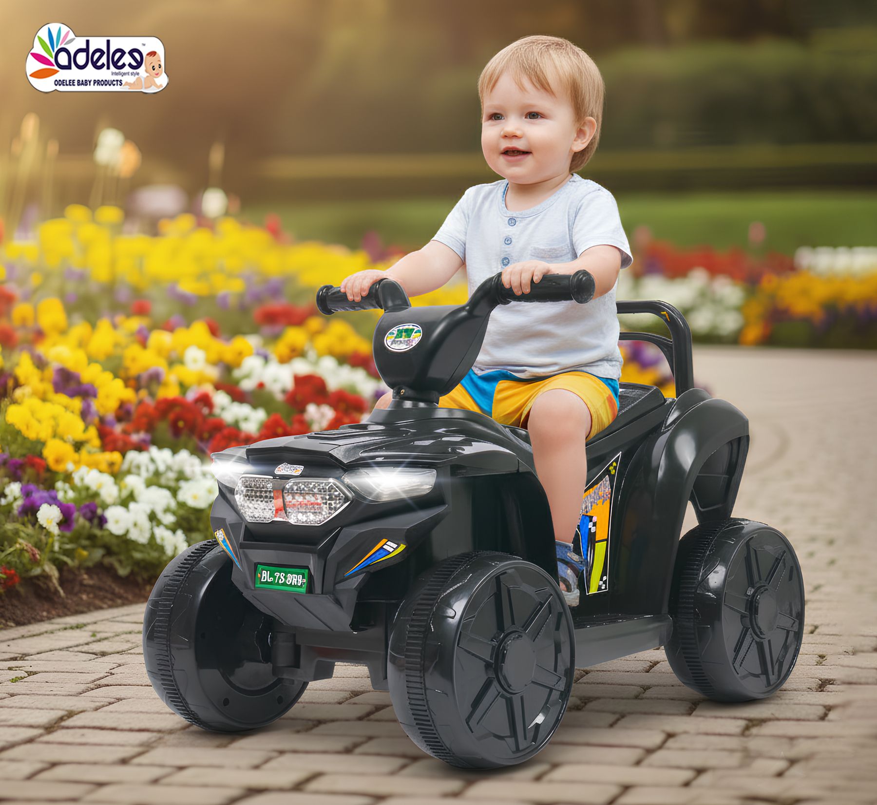 odelee Rechargeable Battery Ride on Car for Kids with Music Lights Foot Rest & Backrest-picture-6