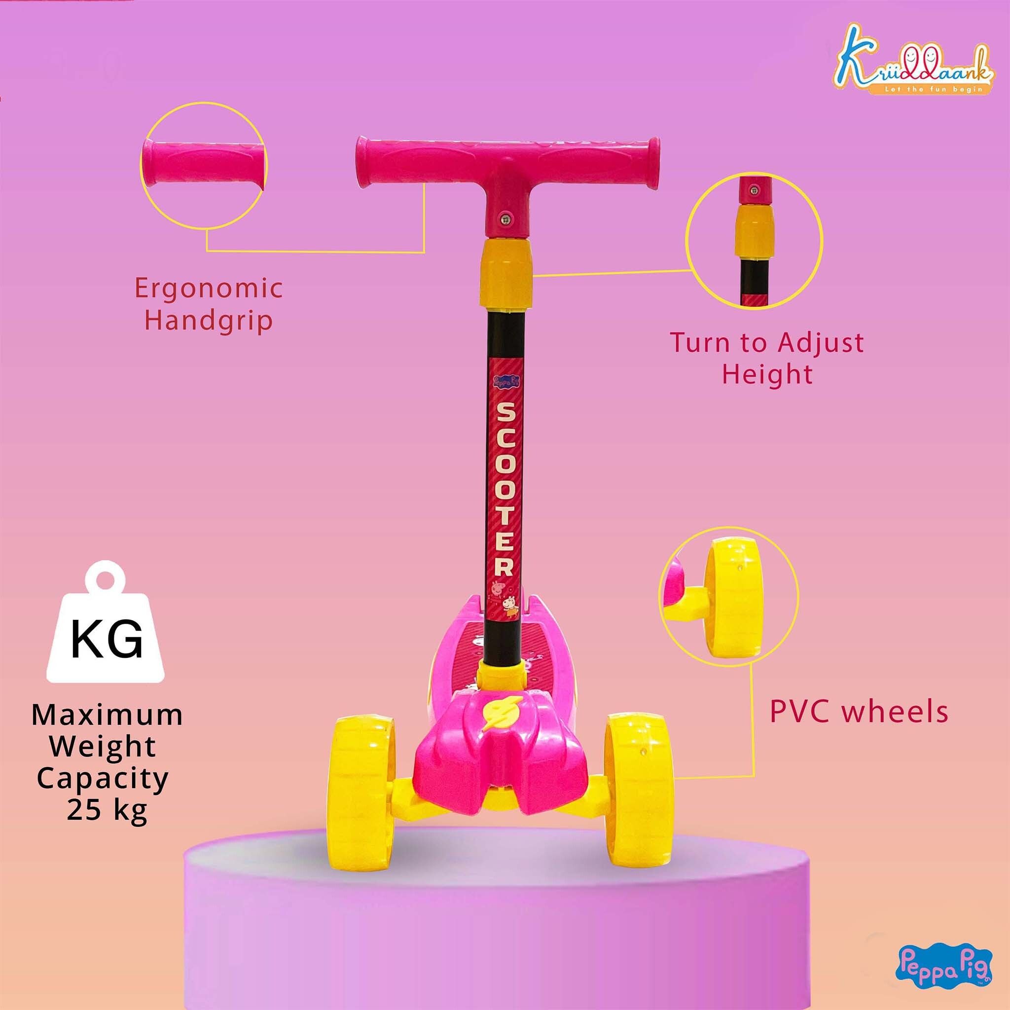Peppa Pig 3 Wheel Kick Scooter Adjustable Height Safe for Girls 3-8 Years-image-30