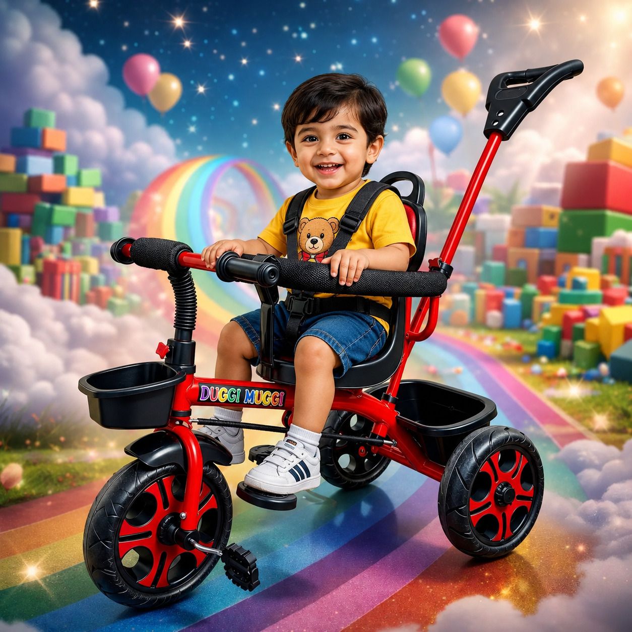 Premium Kids Tricycle with Parent Handle, Safety Belt & Storage Basket Tricycle Tricycle-image-20