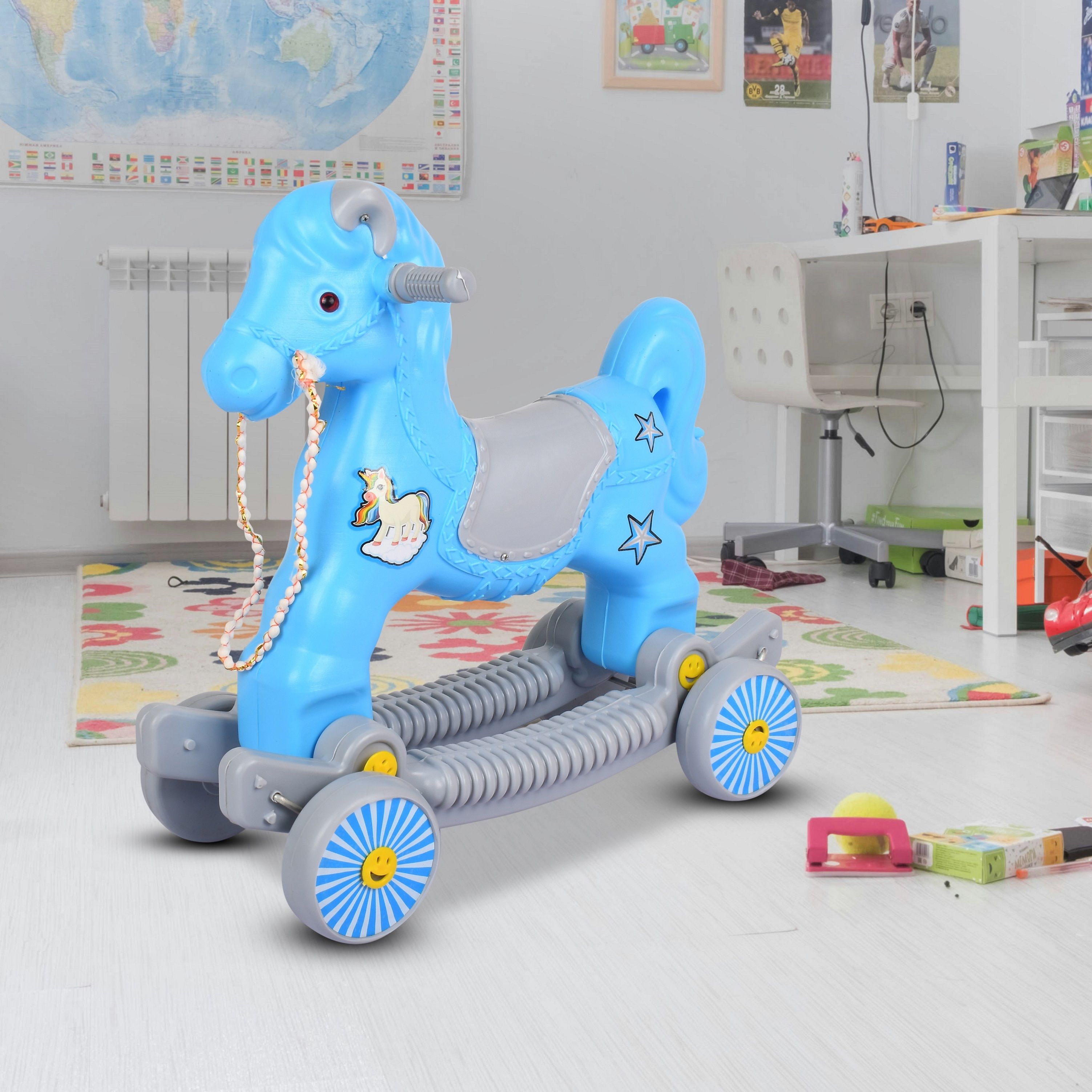 2in1 Horse Rideon Rocker with Music for 1-3 Year Kids, Toddlers-image-46
