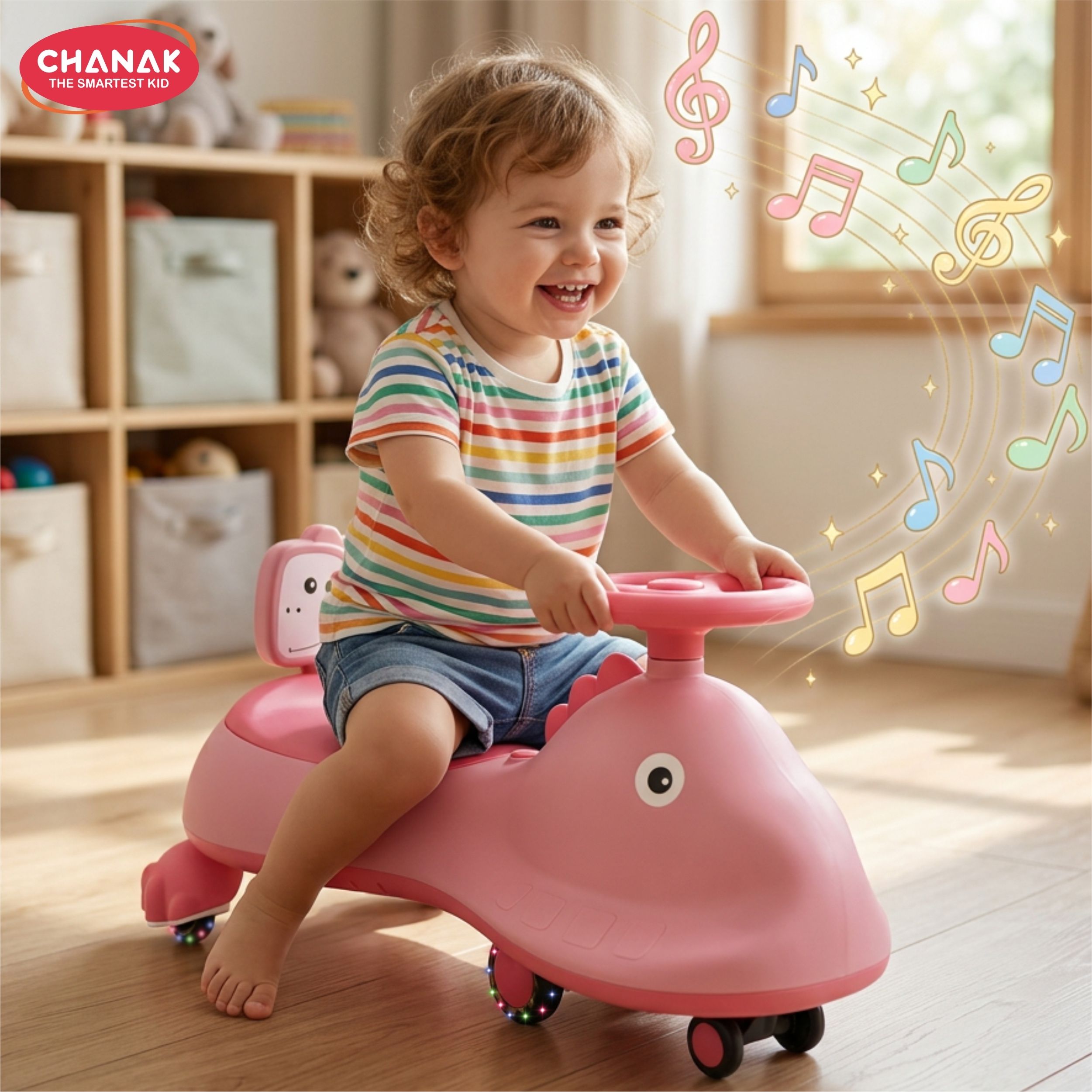 Chanak Dino Swing Car with Lights, Music Swing Car, 360° Wheels kids ride on Go Glider Tricycle-picture-36