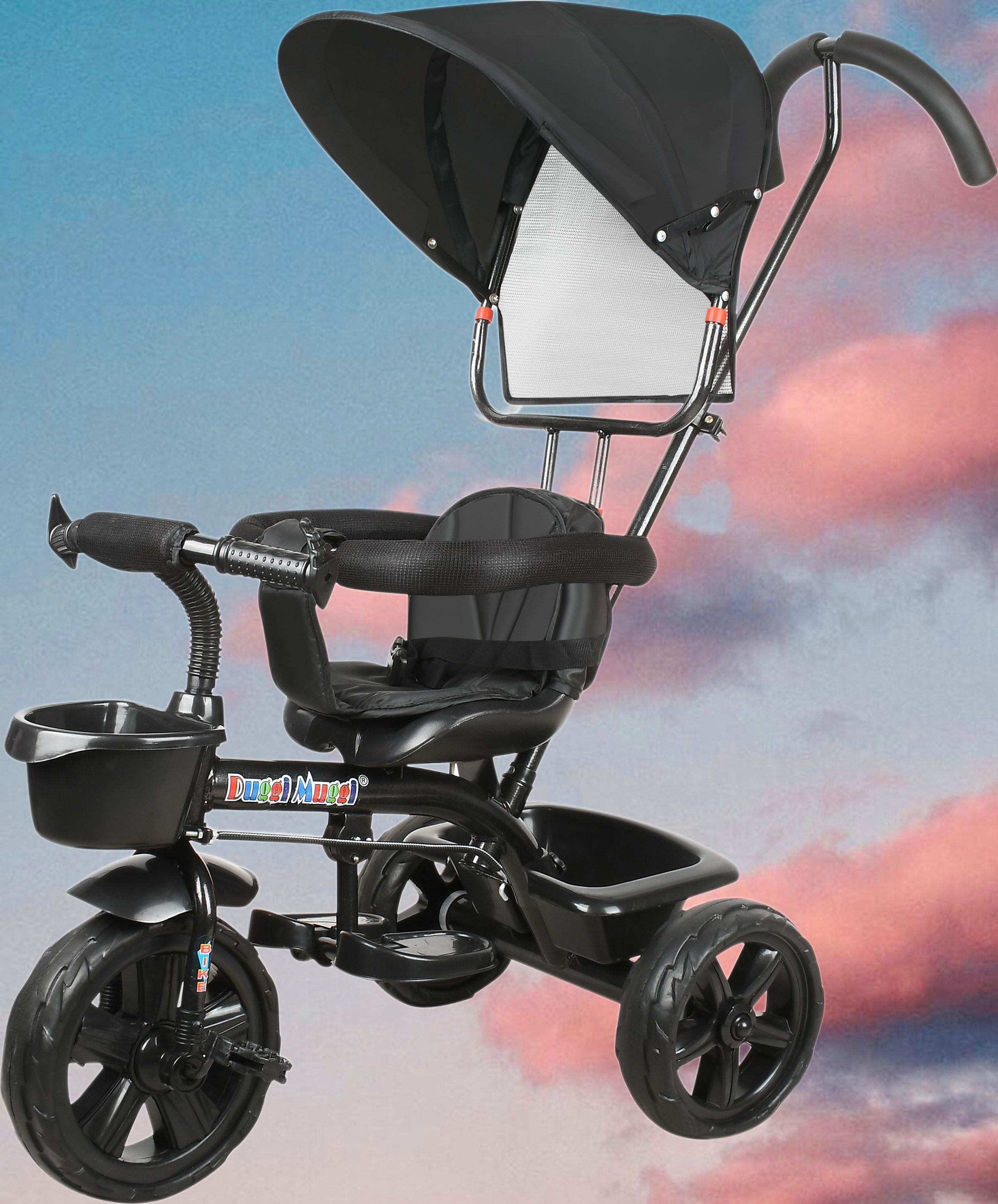 N2P Best Canopy Kids Tricycle 1-5 Years Kids Baby Boy or Baby Girl Kids New Canopy Tricycle Black Colour Tricycle-image-0