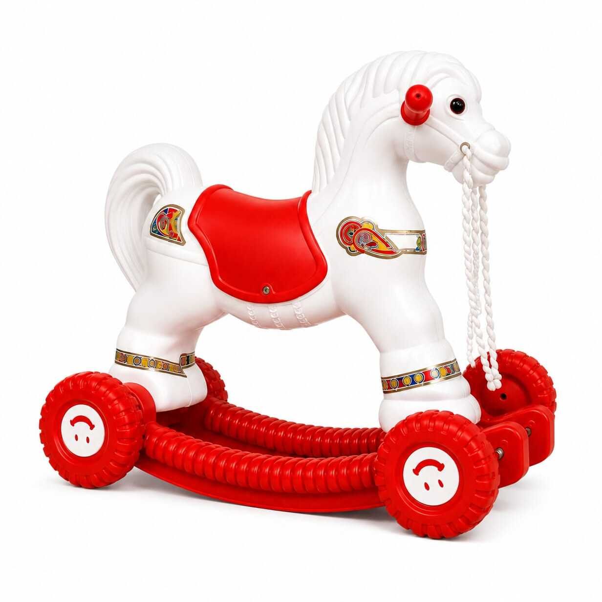 playway Baby Push Ride-On & Rocker Horse for Kids | 2-in-1 Toy (White & Red) WH-26 Tricycle-picture-5