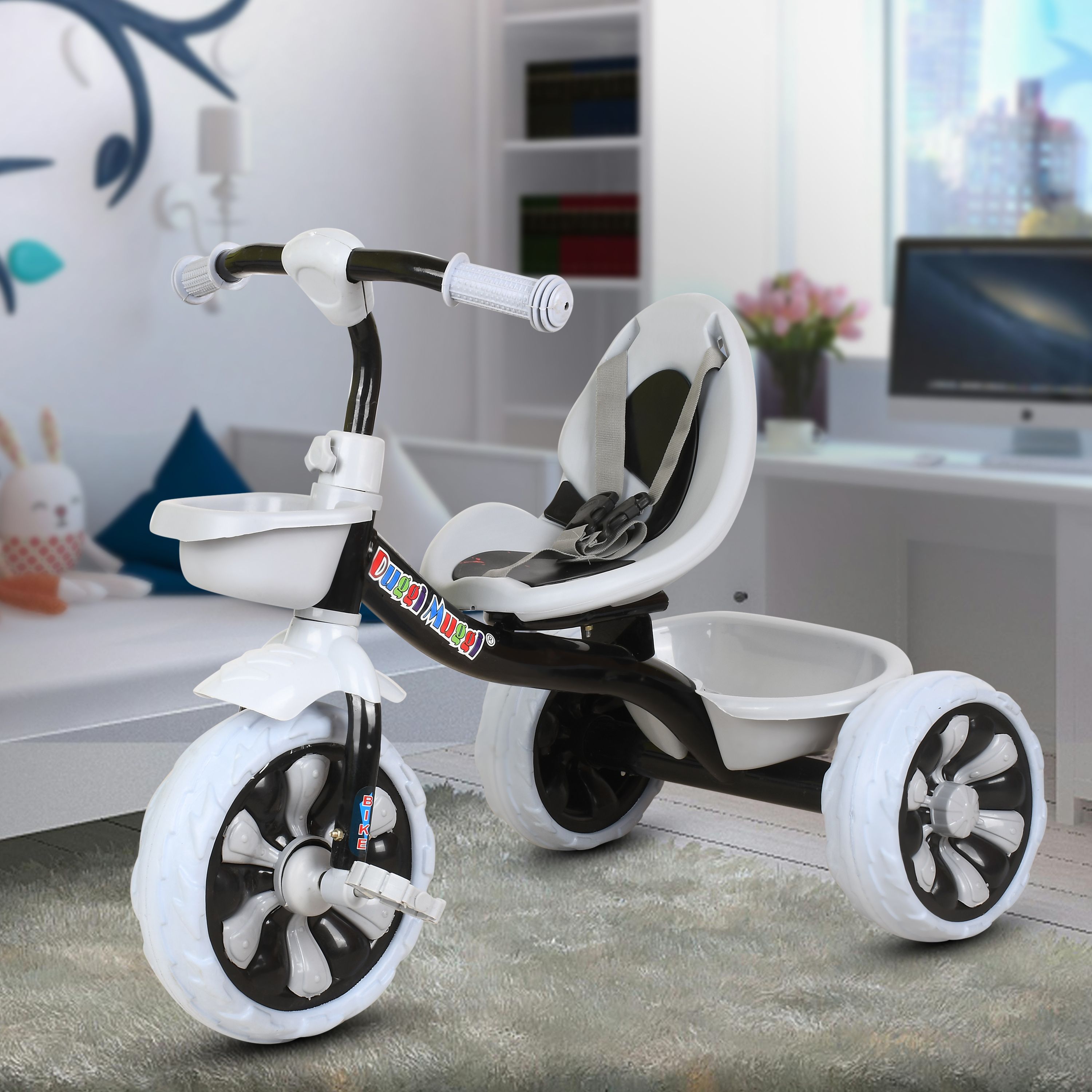 dugri Play Kids/Baby Tricycle with Basket and Safety Belt 12 T (inch) Road Cycle-picture-20