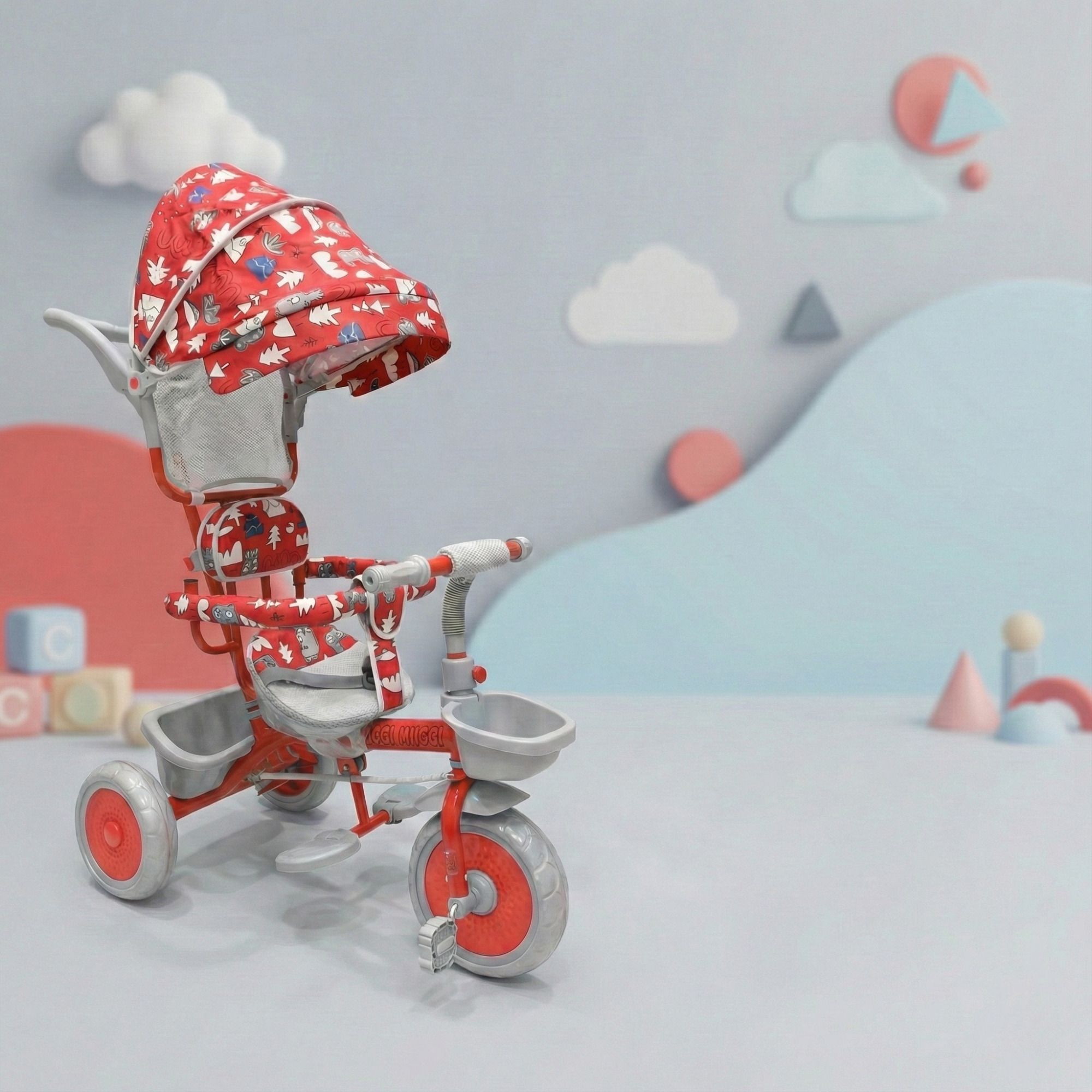 duggi muggi UV Protection Canopy,Adjustable Parent Push Handle SMART SAFE BABY TRICYCLE BABY BOYS&BABY GIRLS Tricycle-picture-0