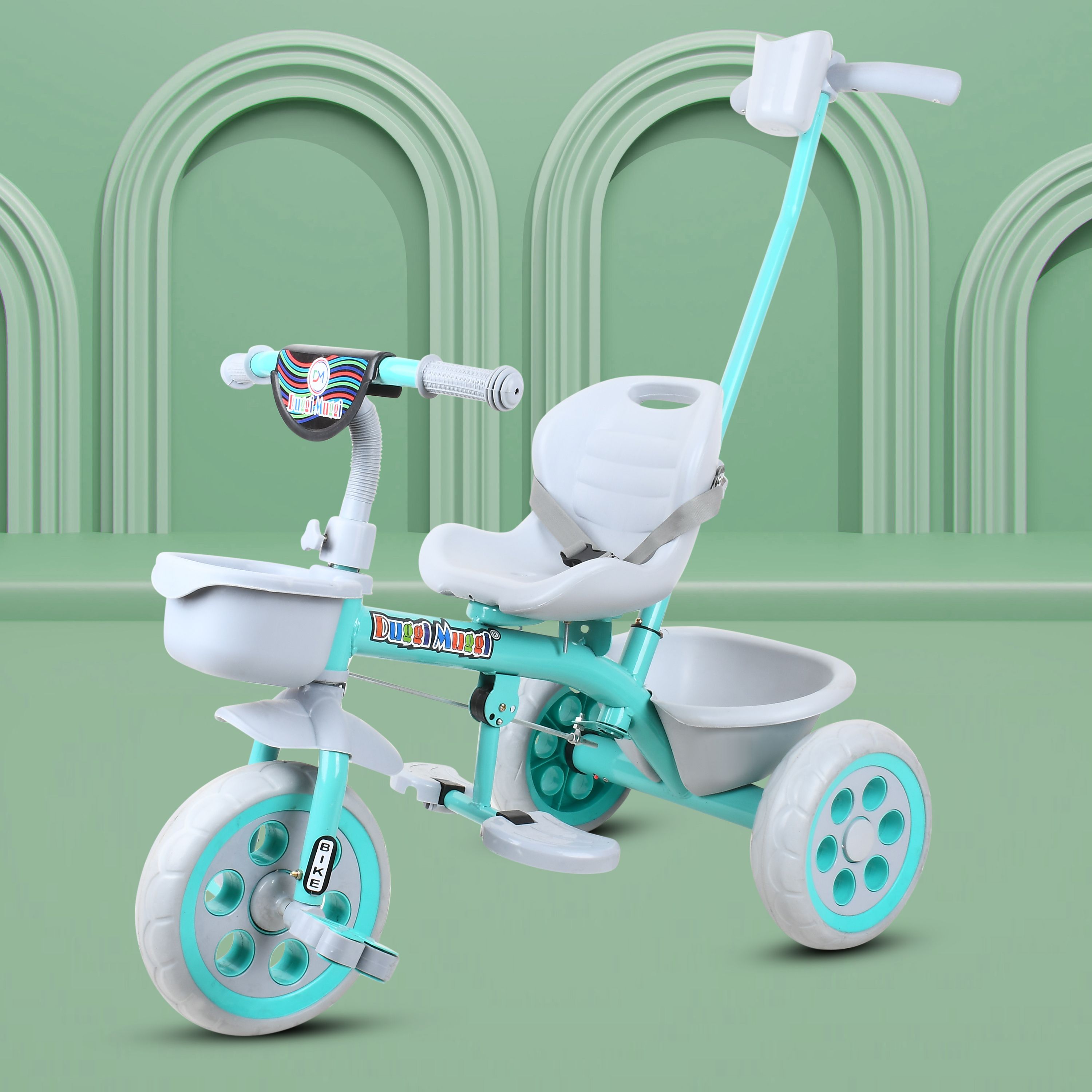 Sturdy Tricycle with Parental Push Handle Stylish storage basket,Anti Slip peddles & Protective Arm Rest for 1-5 Year Kids Tricycle-image-33