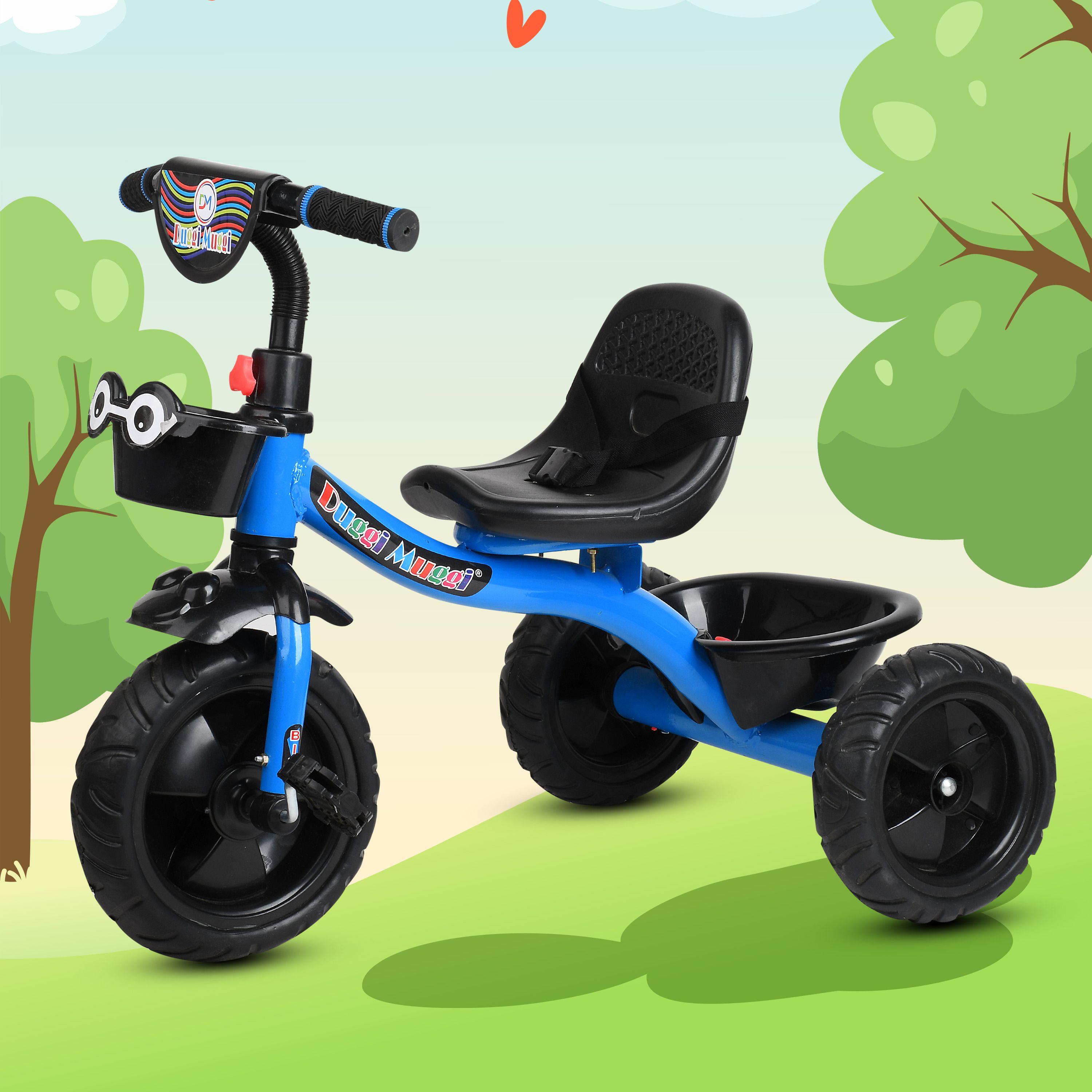 Smartest and Safest Kids Tricycle with Eva Wheels,Storage Basket,Seat Belt. KIDDO BLUE Tricycle For Age 1-5 Years Kids Cycle Tricycle-image-16