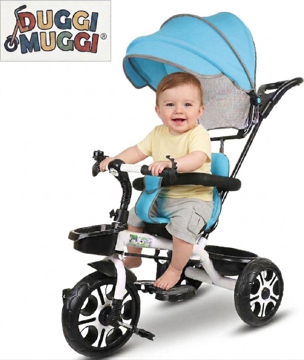duggi muggi Tricycle with Canopy and Parental Handle 2 to 5 years Babies Suitable Age 2 Years and Up Boy's and Girl's Tricycle-picture-17