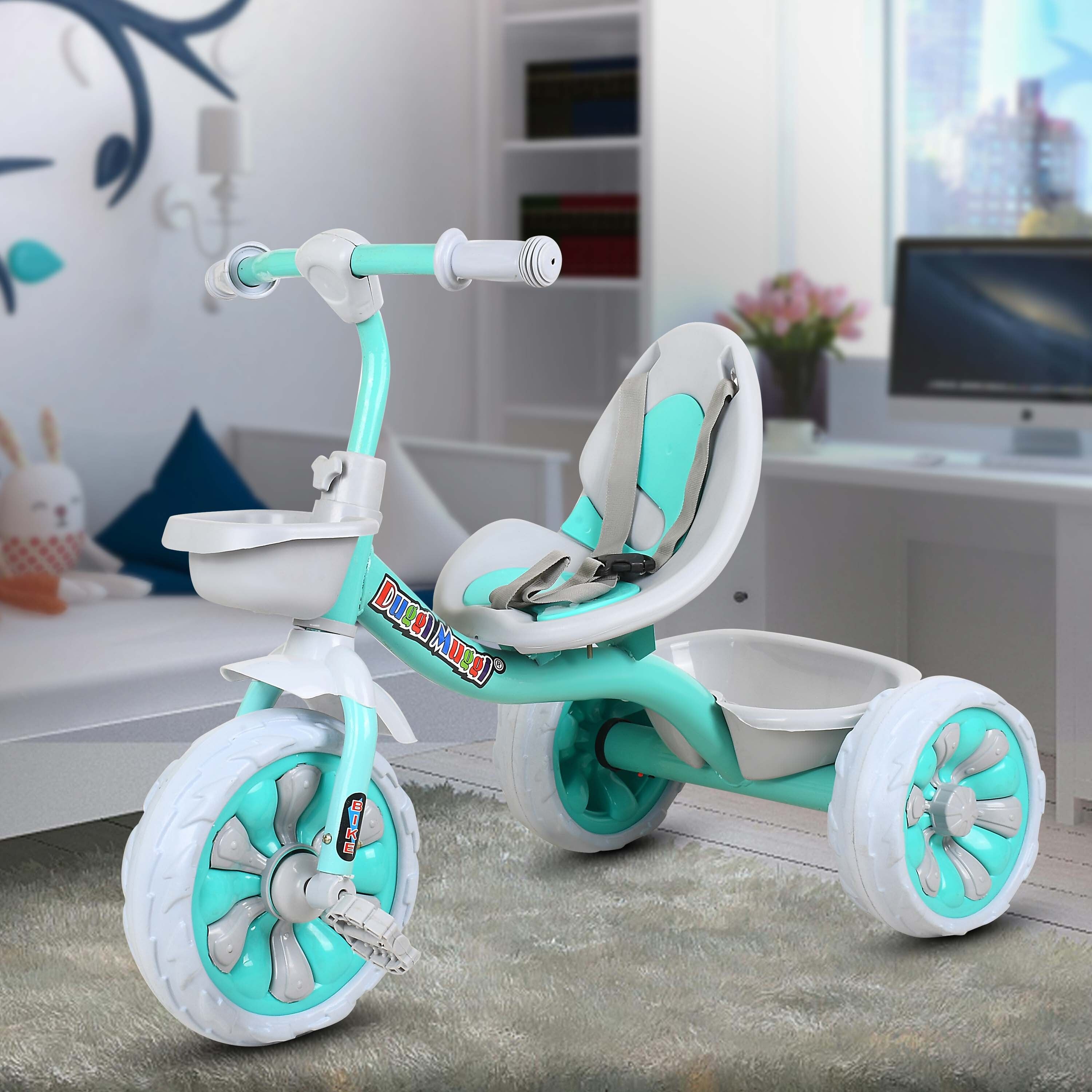 toyshoppee Play Kids/Baby Tricycle with Basket and Safety Belt 12 T (inch) Road Cycle-picture-13