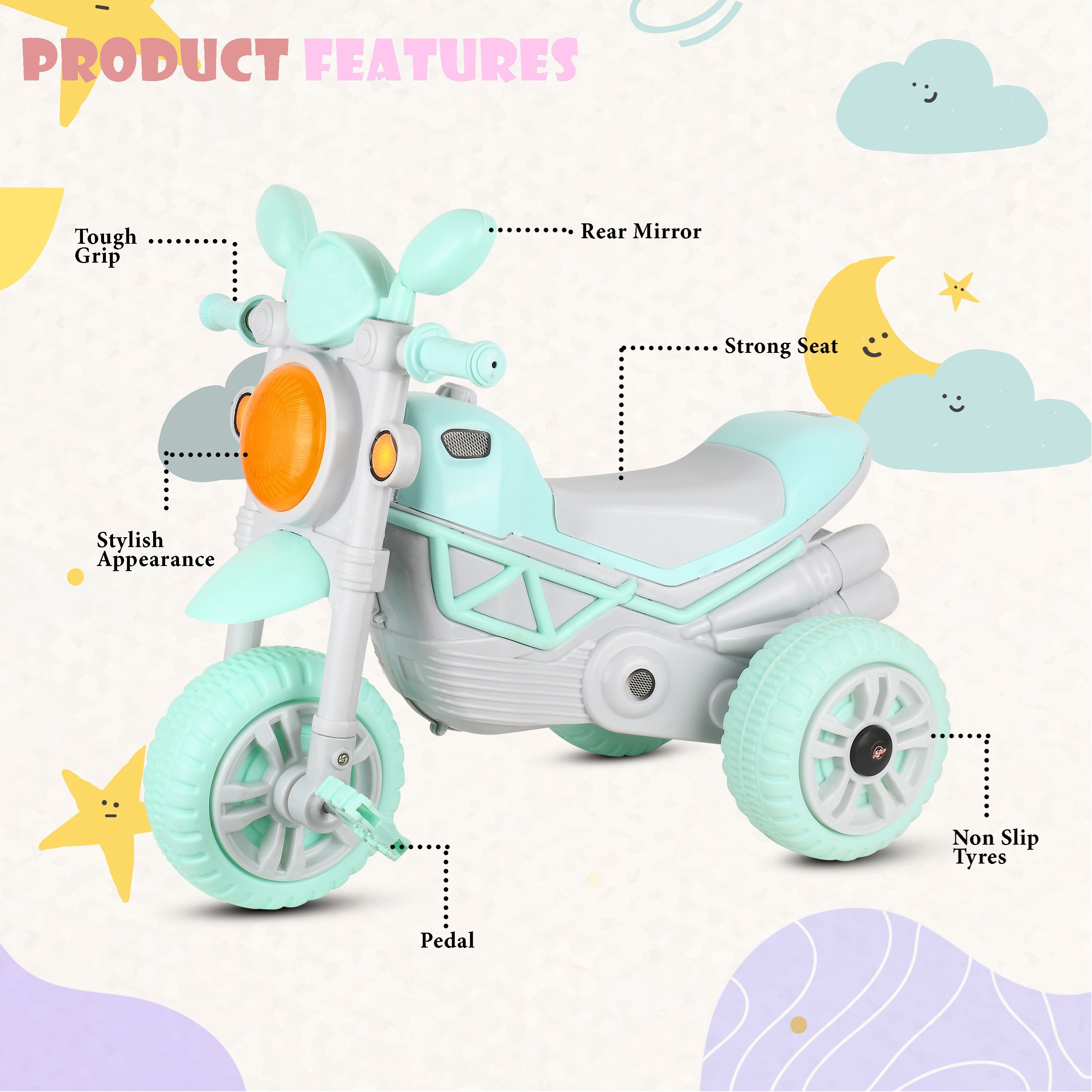 dugri Tricycle for Kids,Smart Plug n Play Kids Ride on TRICYCLE BULLET Tricycle-picture-49