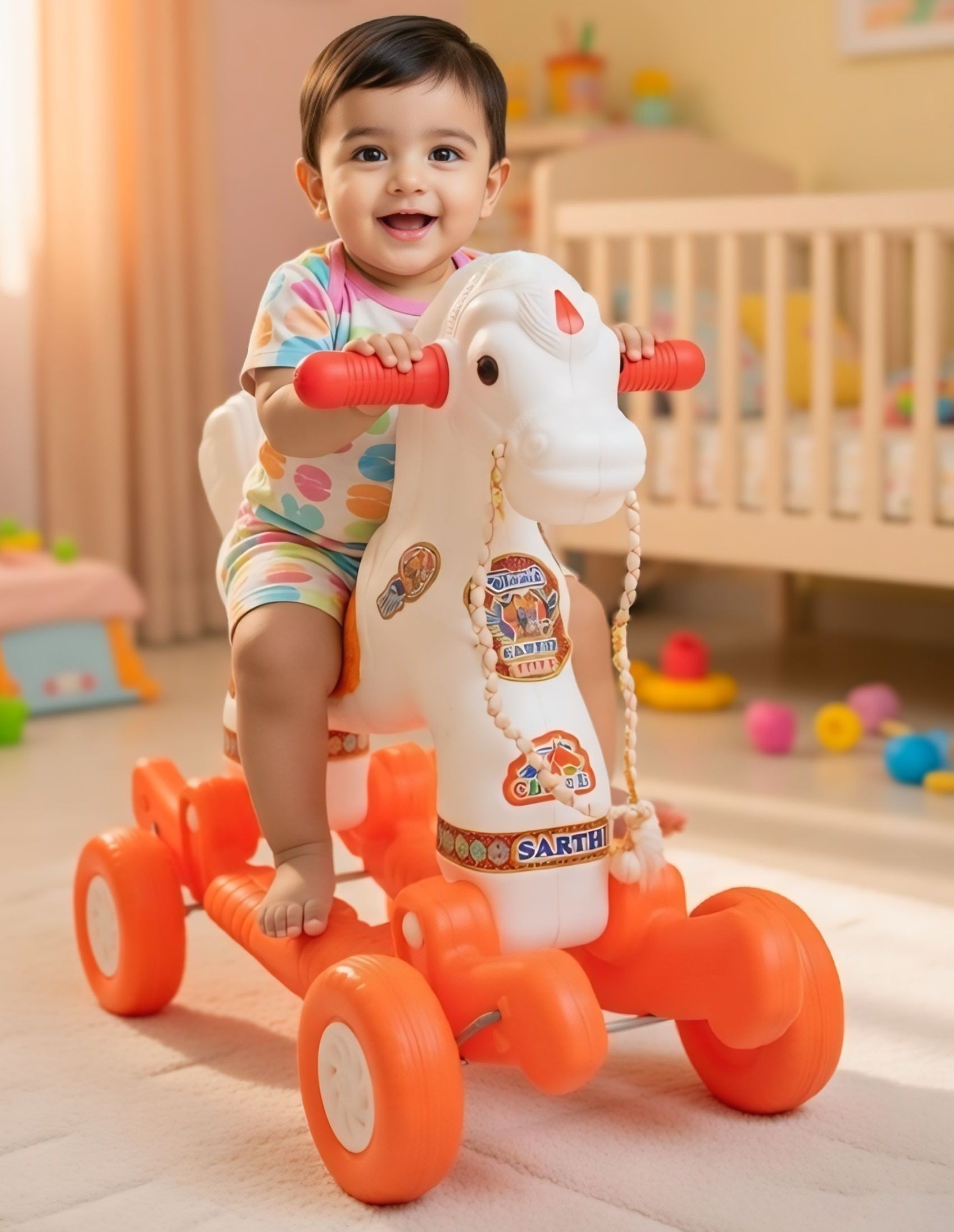 oh baby New Chetak 2-in-1 Ride-On & Rocker Horse Toy for Kids | Non-Battery Operated 4173. Tricycle-picture-20