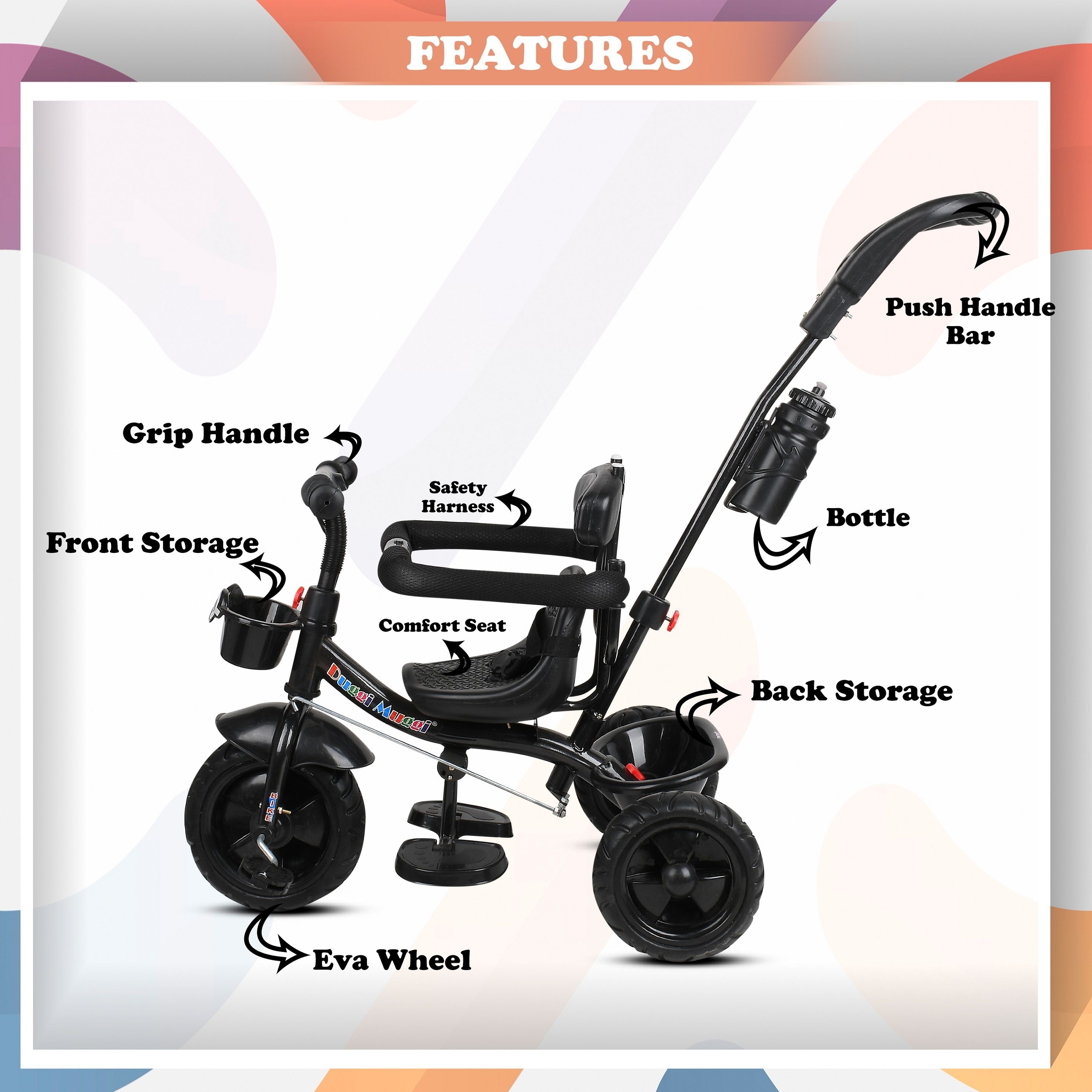 Cycle for Kids, 1.5 to 5 Years EVA Wheels, Tricycle for Kids, Storage Basket Tricycle-image-21