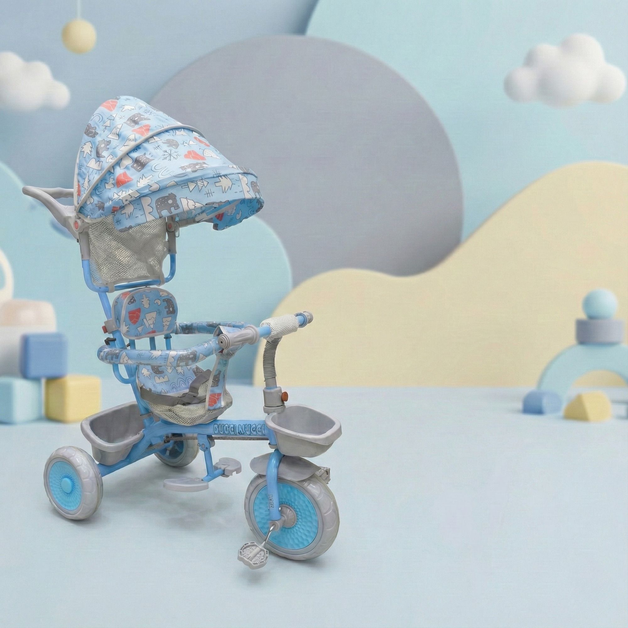 duggi muggi UV Protection Canopy,Adjustable Parent Push Handle SMART SAFE BABY TRICYCLE BABY BOYS&BABY GIRLS Tricycle-picture-1