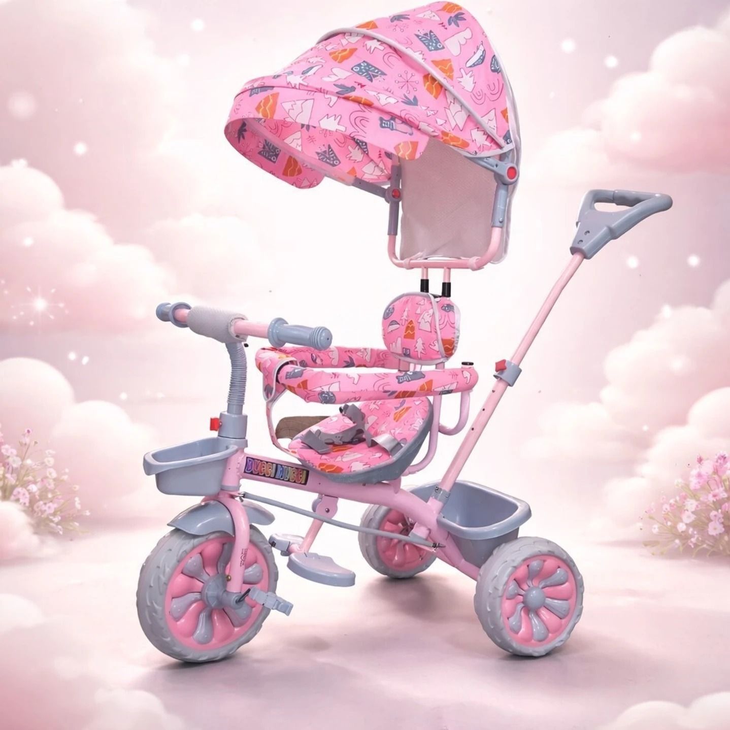 nexova Protection Canopy,Adjustable Parent Push Handle Baby Tricycle Baby BoyS&Baby Girls Tricycle-picture-5