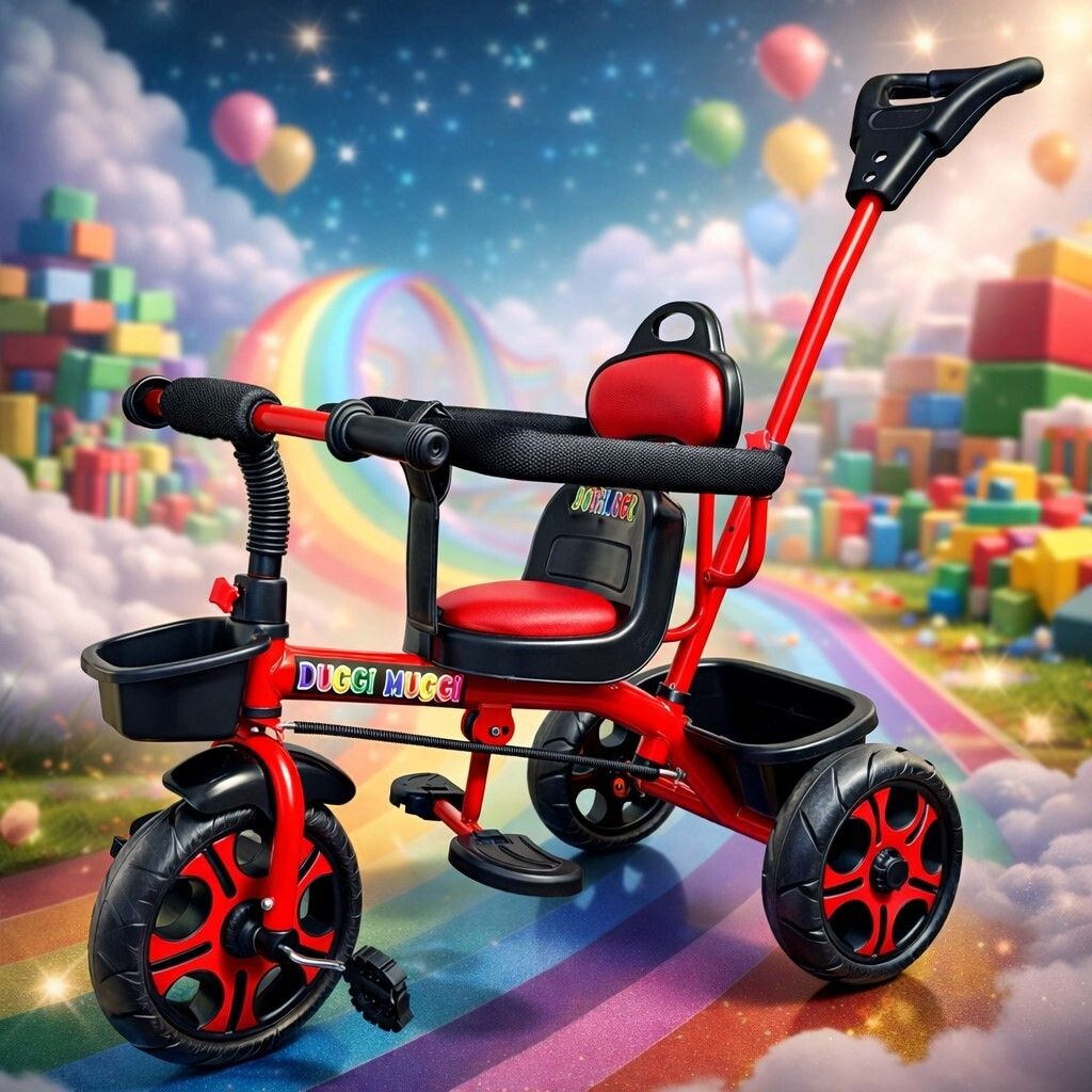 duggi muggi TRICYCLE PUSH HANDLE,STAROGE BASKET SAFE BABY TRICYCLE FUN HORNN BABY BOYS,BABY GIRLS Tricycle-picture-6
