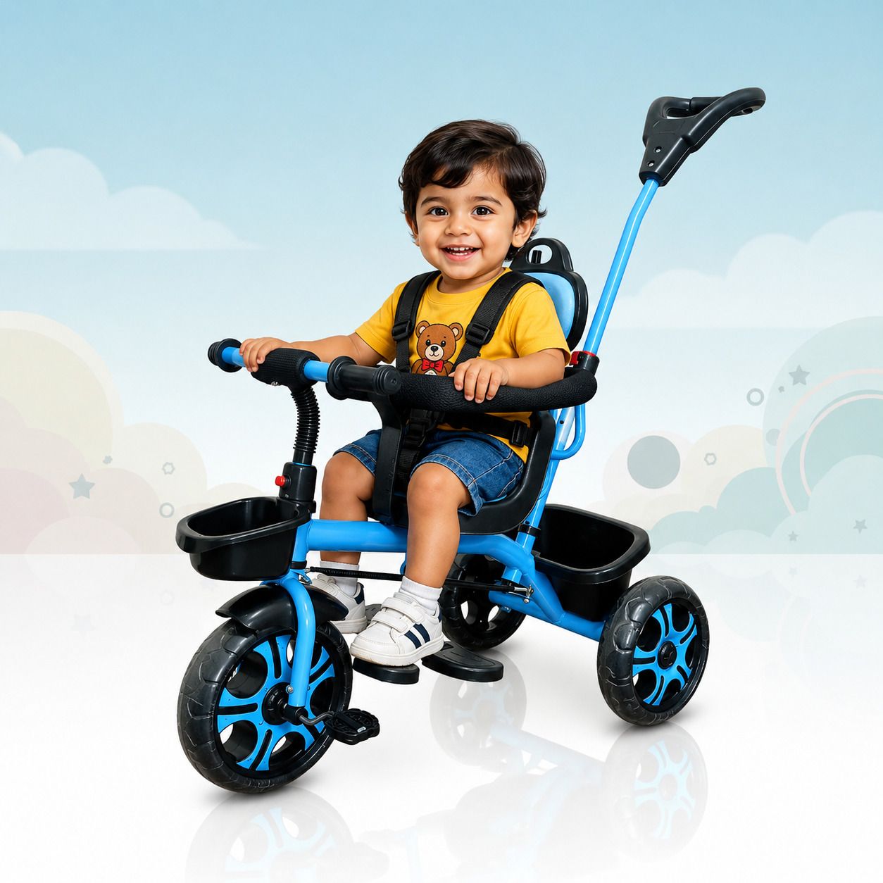 Premium Kids Tricycle with Parent Handle, Safety Belt & Storage Basket Tricycle Tricycle-image-21