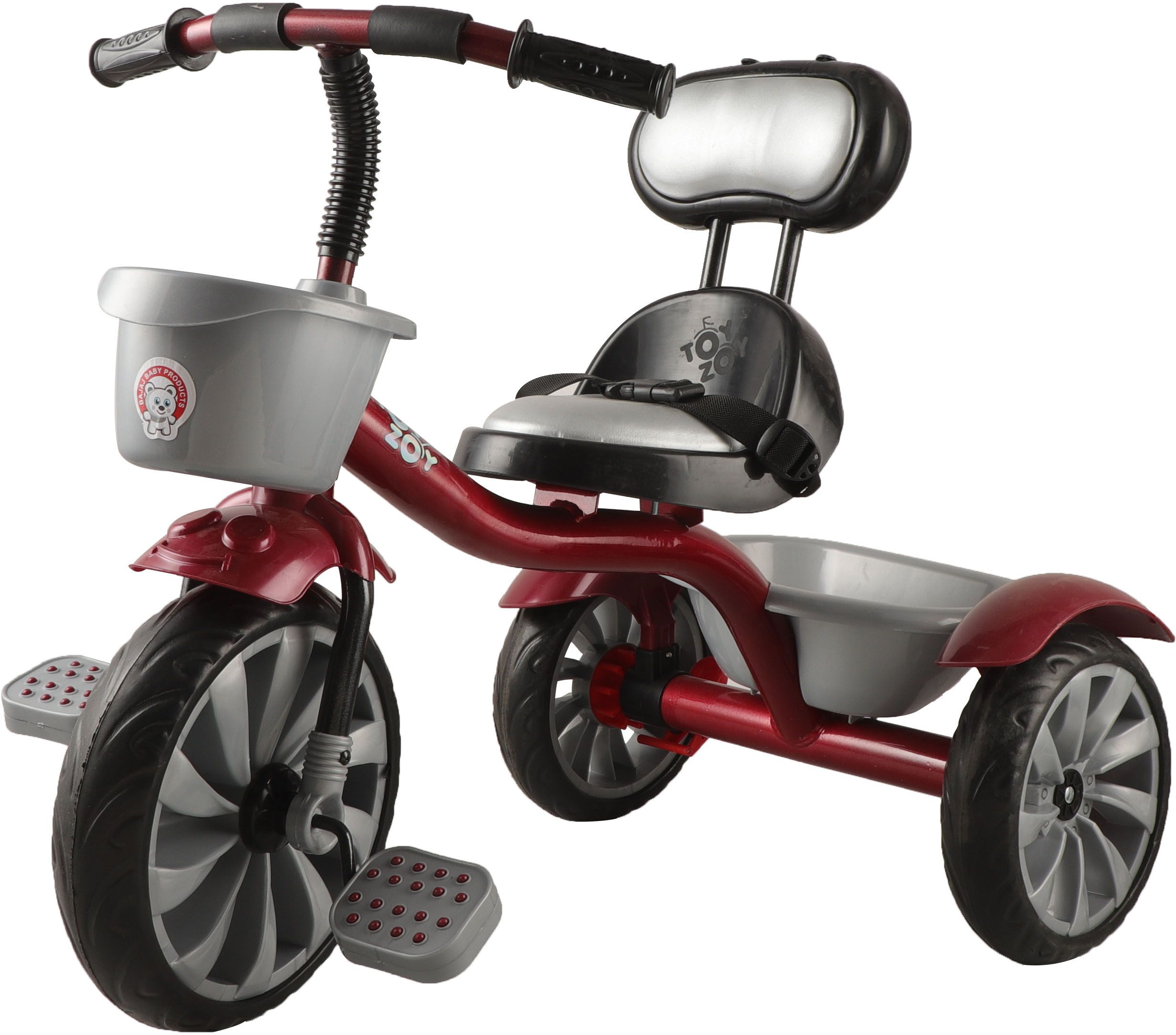 joyride Premium Tricycle for Kids 2 to 5 yrs | Trikes for Boys & Girls | Baby Cycle with Eva Wheels & Basket | Leather Seat | Big Backrest Safe & Stylish Tricycle-picture-5
