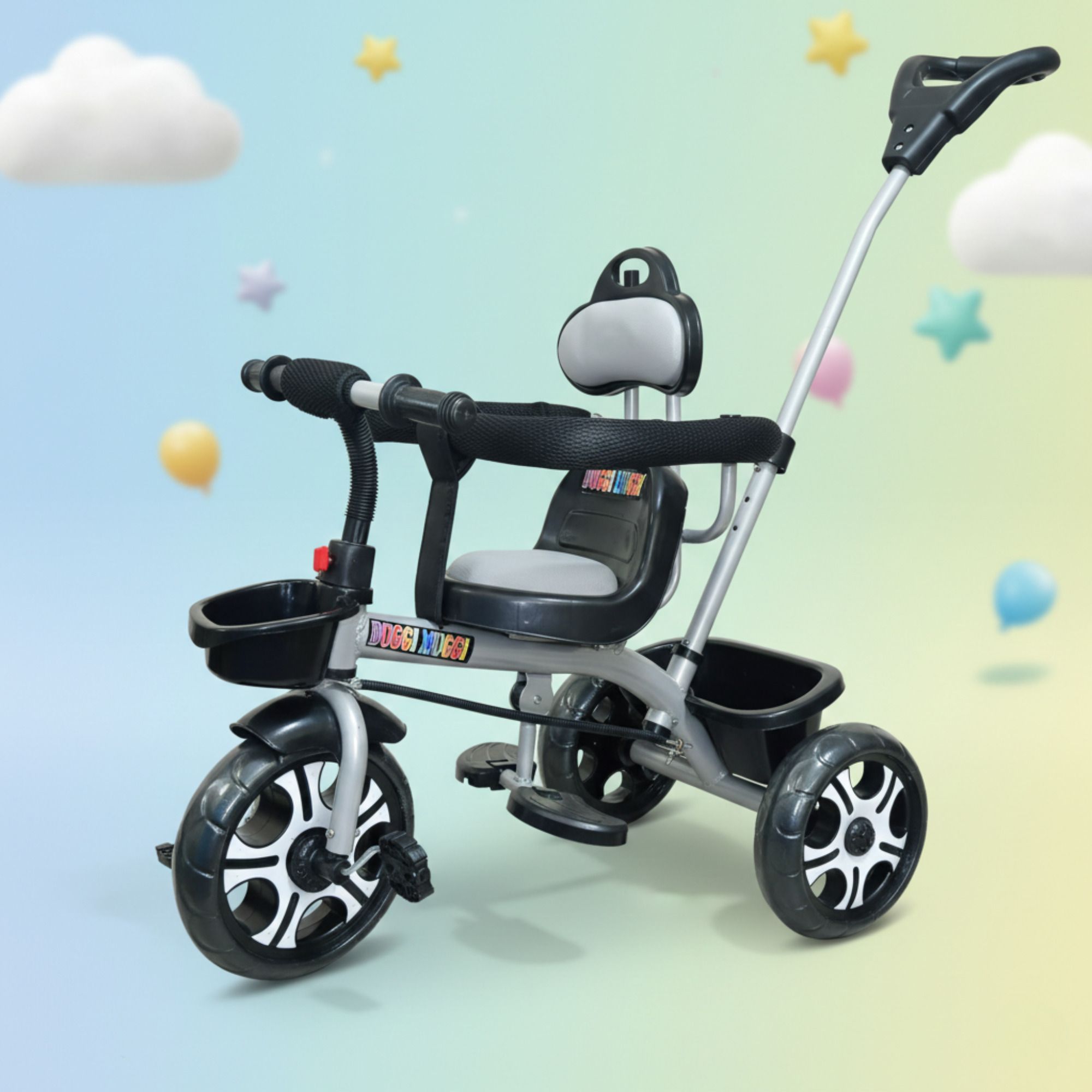 duggi muggi TRICYCLE PUSH HANDLE,STAROGE BASKET SAFE BABY TRICYCLE FUN HORNN BABY BOYS,BABY GIRLS Tricycle-picture-8