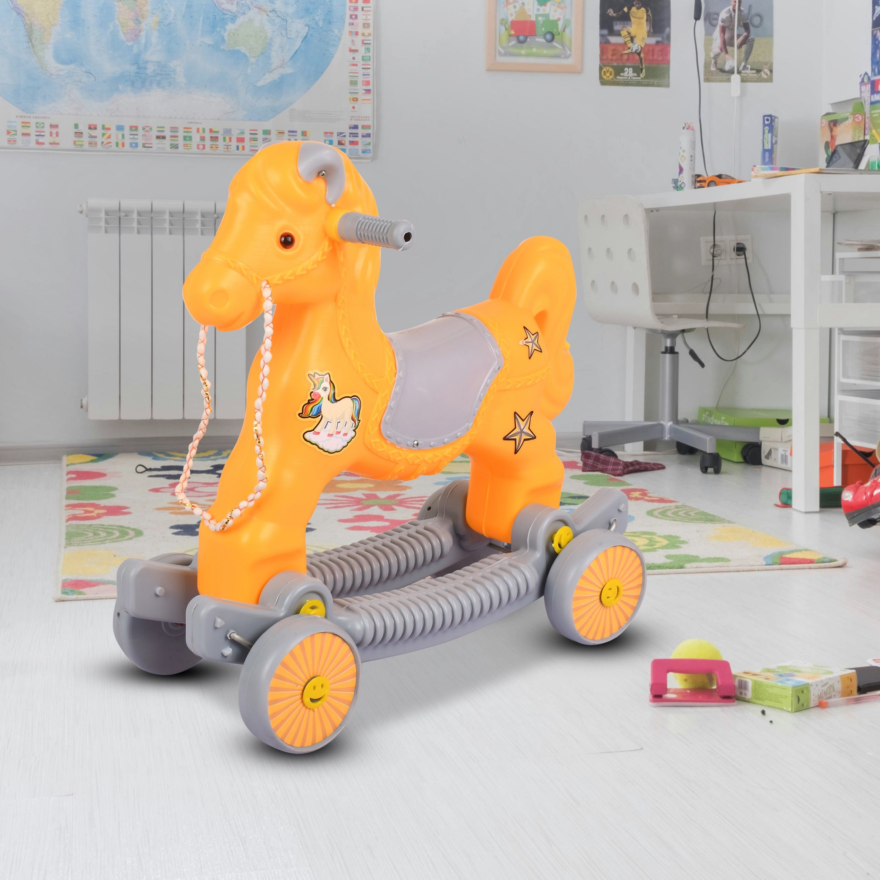 2in1 Horse Rideon Rocker with Music for 1-3 Year Kids, Toddlers-image-16