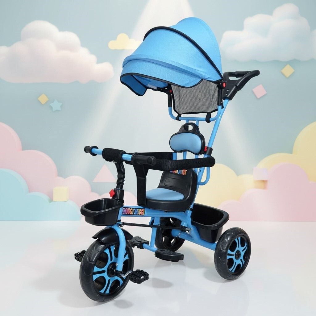 nexova COMFORTABLE SEAT FOR BABY BOYS&BABY GIRLS Tricycle TRICYCLE PREMIUM WITH CANOPY STAROGE BASKET Tricycle-picture-1