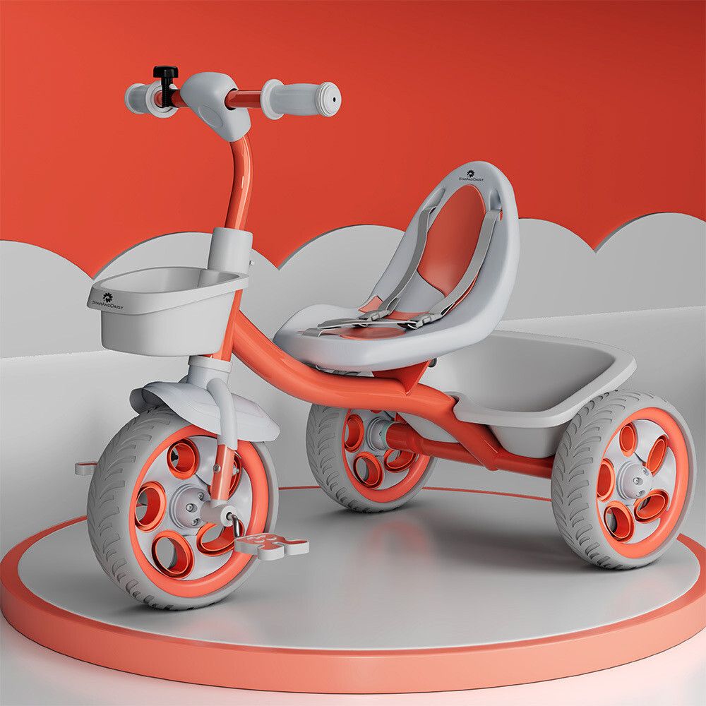 Kids Tricycle Ride on with bell , Dual Storage Basket & 360° Rotating Handlebar Tricycle-image-37
