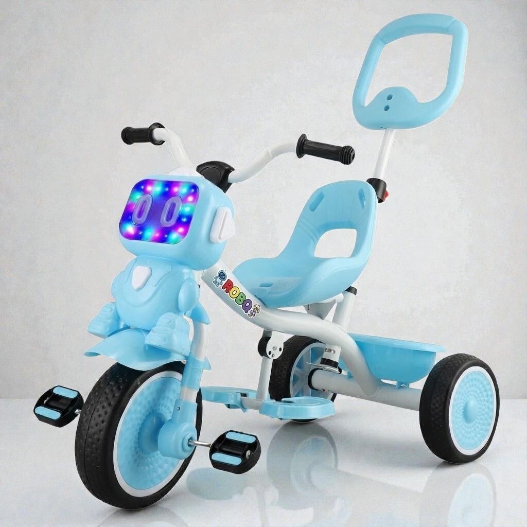 duggi muggi Parental Handle Robot Tricycle Sturdy and Safe for Kids (Ages 2-5yrs) Basket for Storage,Light New Trike for Boys&Girls Tricycle-picture-11
