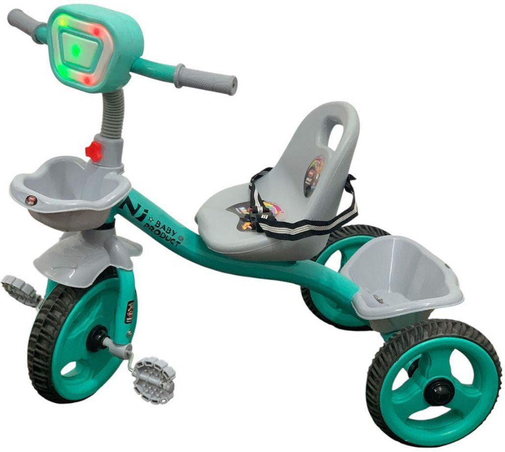 Baby Tricycle with LED Handle, Safety Belt, Storage Baskets & Pedals. kpt0187 Tricycle