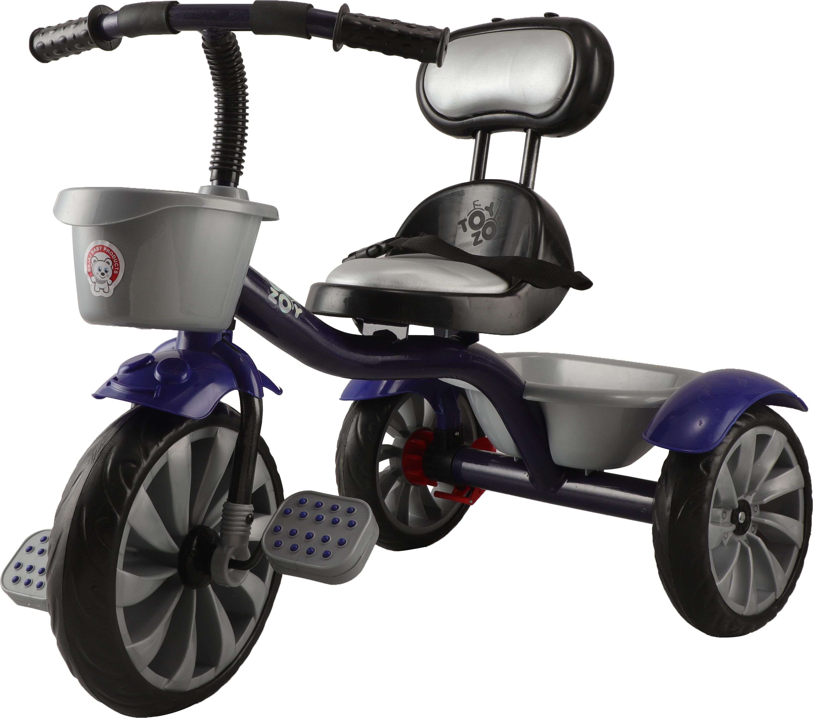 joyride Premium Tricycle for Kids 2 to 5 yrs | Trikes for Boys & Girls | Baby Cycle with Eva Wheels & Basket | Leather Seat | Big Backrest Safe & Stylish Tricycle-picture-3