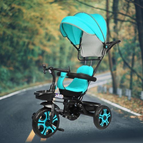 duggi muggi Model Canopy Tricycle with Soft Seat,Front-Back Basket,Parental Push Handle,Bell New Model Canopy Tricycle for Babys with New Colours Tricycle-picture-21